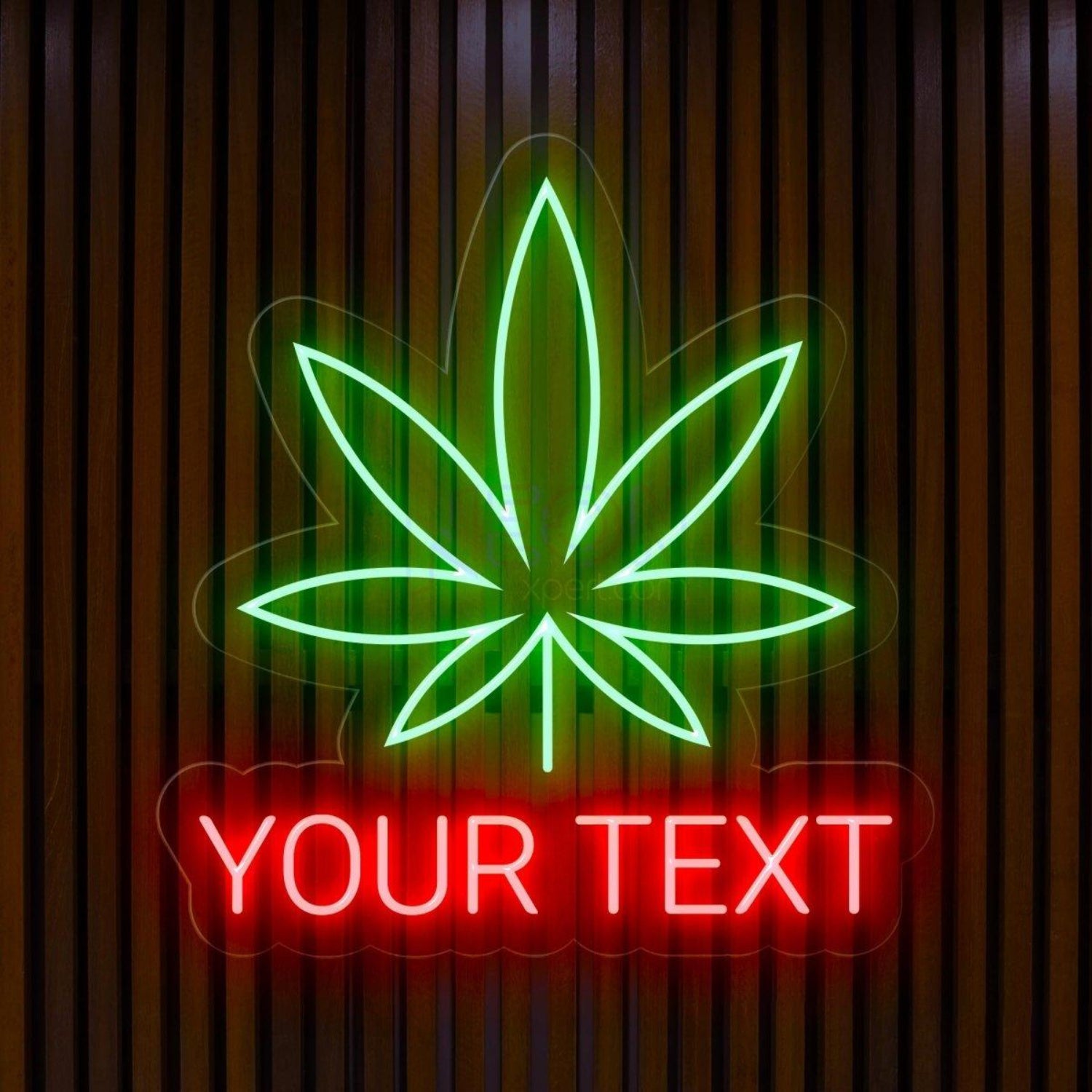 Personalized Weed Leaf Led Neon Sign With Red Green Custom Text For Bar Home Decor | Shineneon