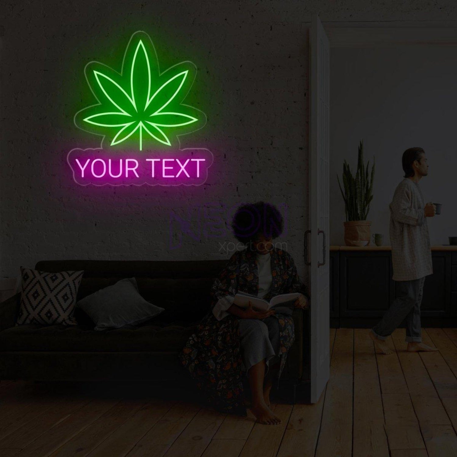 Personalized Weed Leaf Led Neon Sign With Red Green Custom Text For Bar Home Decor | Shineneon