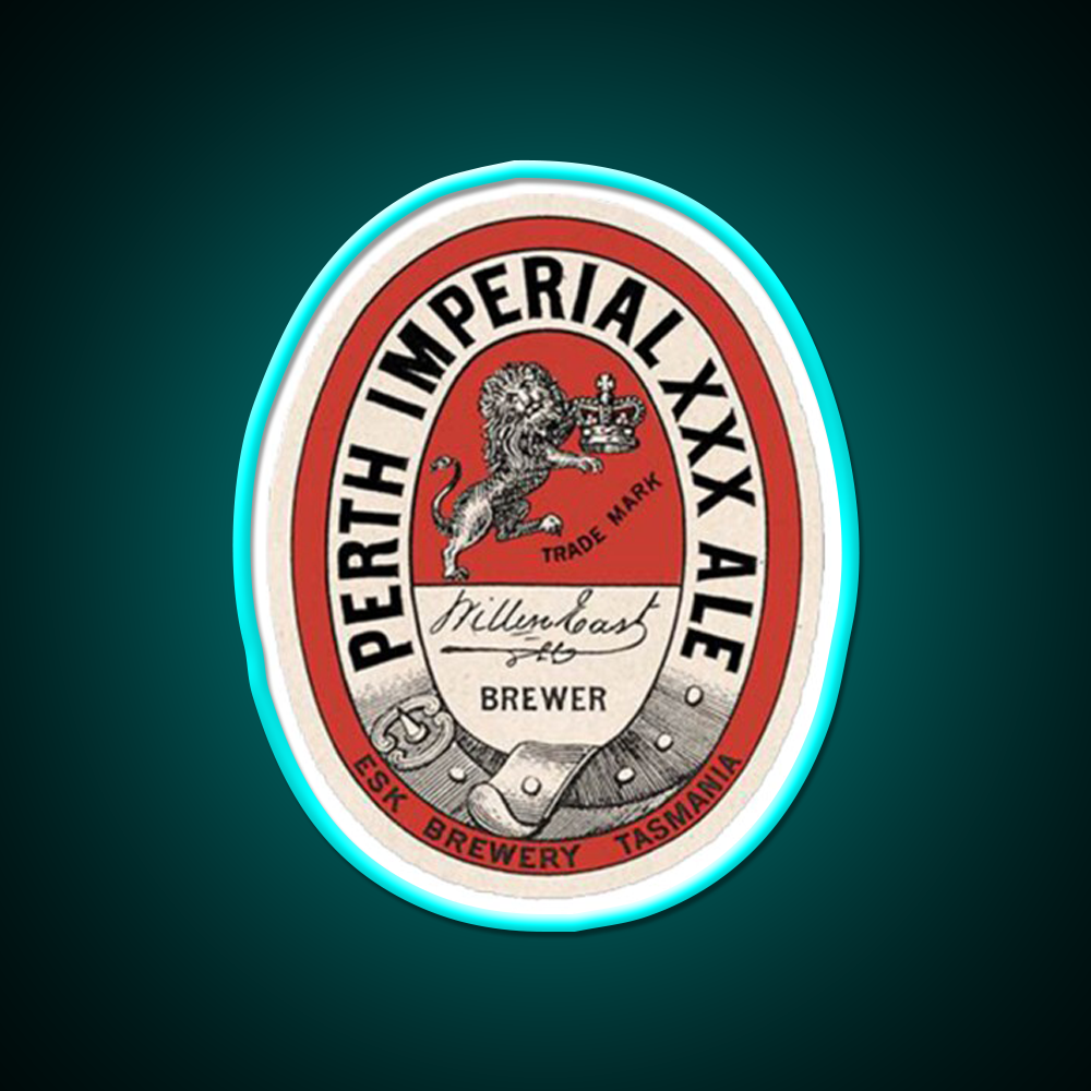 Perth Imperial Ale Vintage Label Beer Bar Decor Led Neon Sign Rgb Color - Size and dimension reference