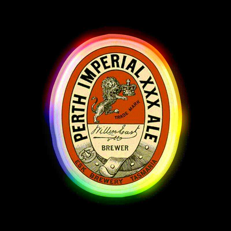 Perth Imperial Ale Vintage Label Beer Bar Decor Led Neon Sign Rgb Color - LED neon sign close-up detail