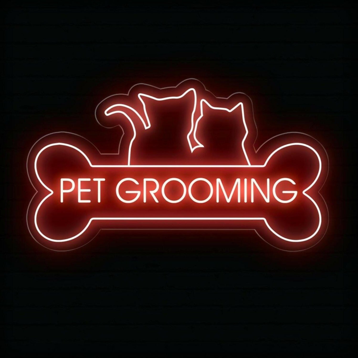 Pet Grooming Open Neon Dog Bone Led Sign | Shineneon