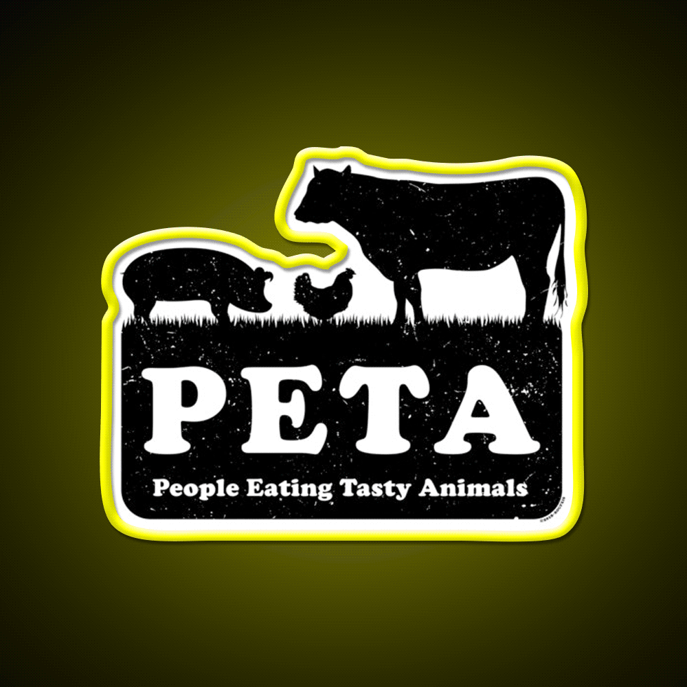 Peta People Eating Tasty Animals Fast Food Led Neon Sign For Burger Place Rgb Color - Custom LED neon sign front view