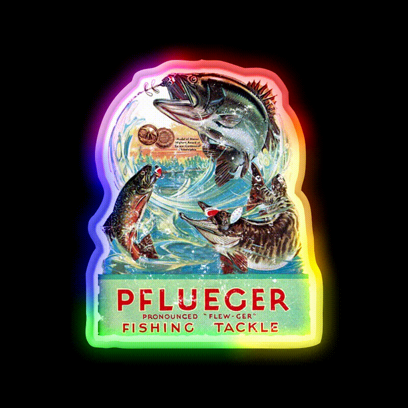 Pflueger Fishing Beer Bar Decor Led Neon Sign Rgb Color - LED neon sign close-up detail
