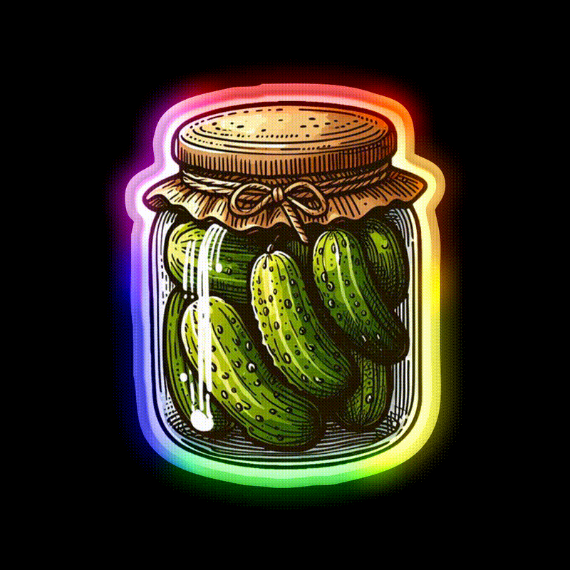 Pickles Jar Crunchy Food Art Snack Food Led Neon Sign Rgb Color - LED neon sign close-up detail