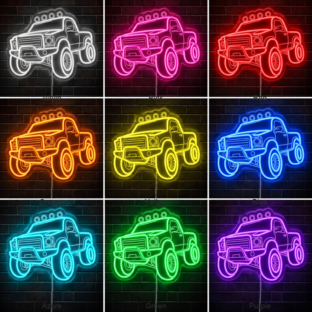 Pickup Truck 4x4 Brick Wall LED Neon Sign - Shineneon