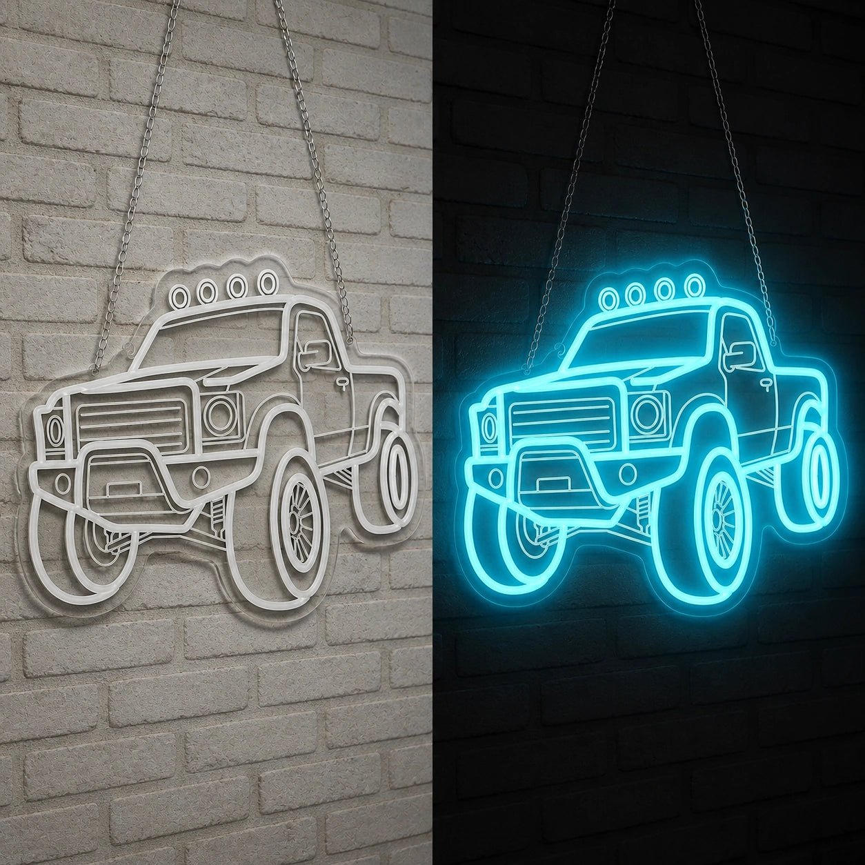 Pickup Truck 4x4 Brick Wall Vintage LED Neon Sign - Shineneon