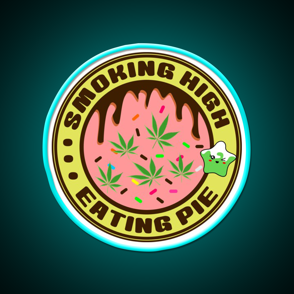 Pie Weed Pie Cannabispie Weedpie Hemp Inspired Green Leaf Led Neon Sign Rgb Color - Size and dimension reference