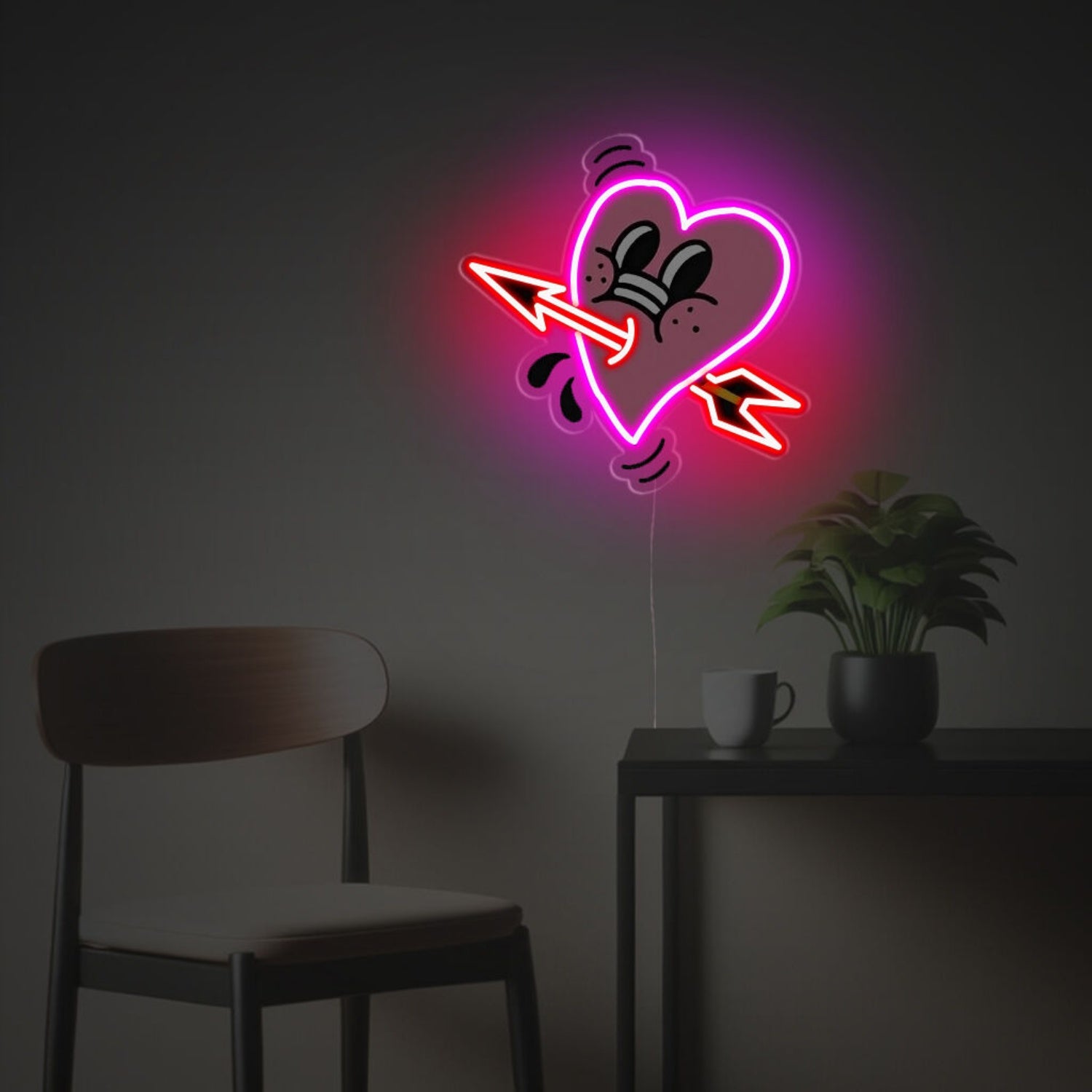 Pierced Heart Led Neon Acrylic Artwork | Shineneon