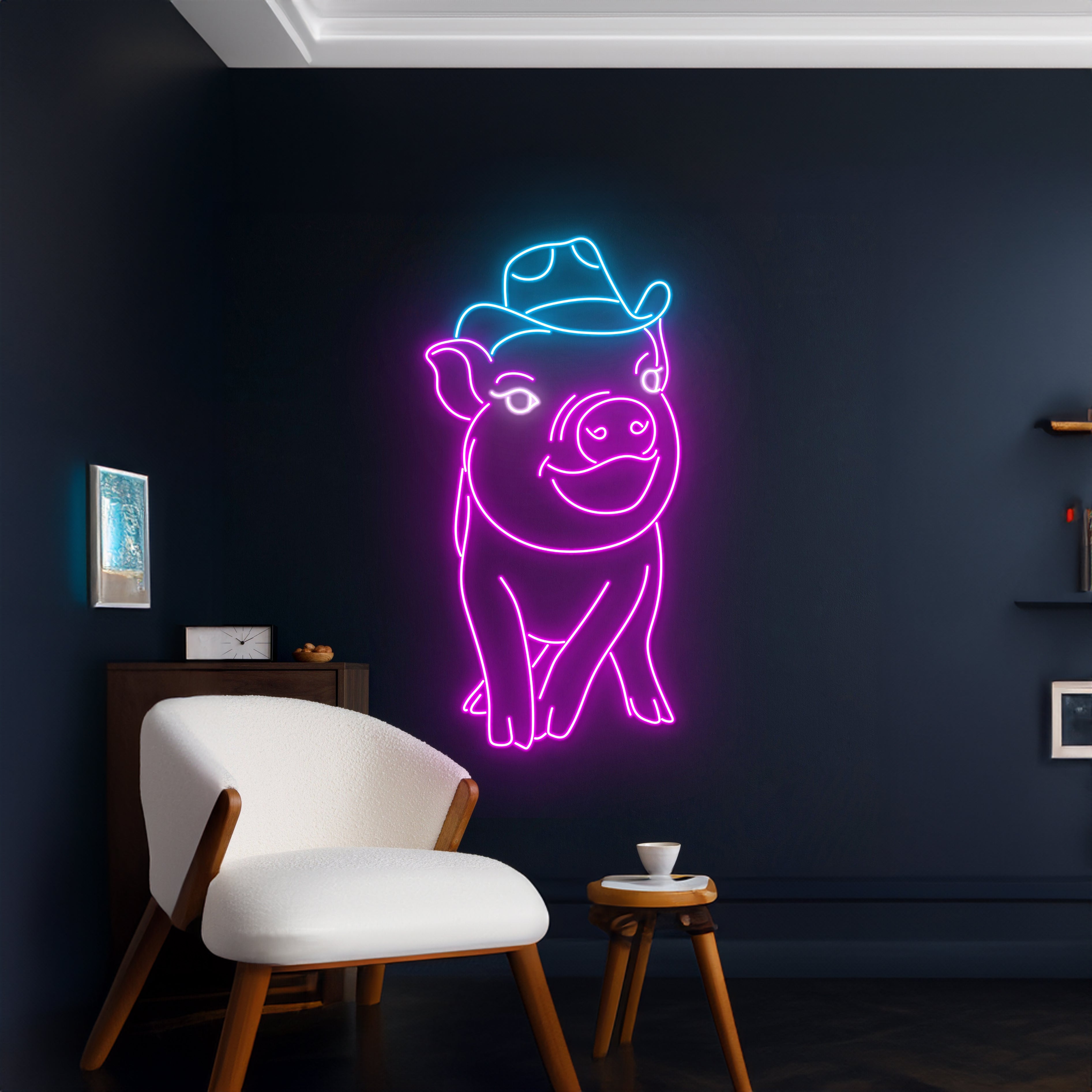 Pig Cowboy Neon Sign Cowboy Pig Neon Light | Shineneon