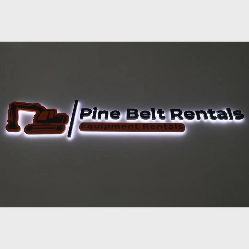 Pine Belt Rentals 3D Backlit Channel Letters Led Light Sign - Shineneon