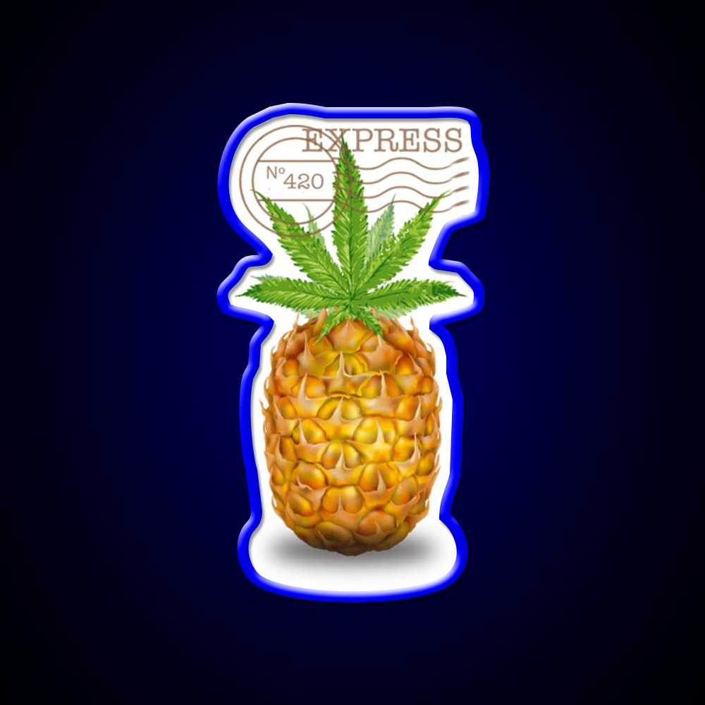 Pineapple Express Og Strain Art Hemp Inspired Green Leaf Led Neon Sign Rgb Color - LED neon sign view 5