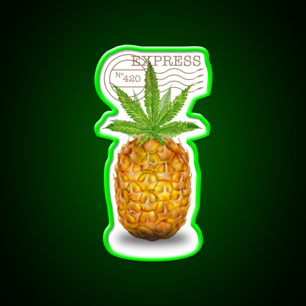Pineapple Express Og Strain Art Hemp Inspired Green Leaf Led Neon Sign Rgb Color - LED neon sign view 8