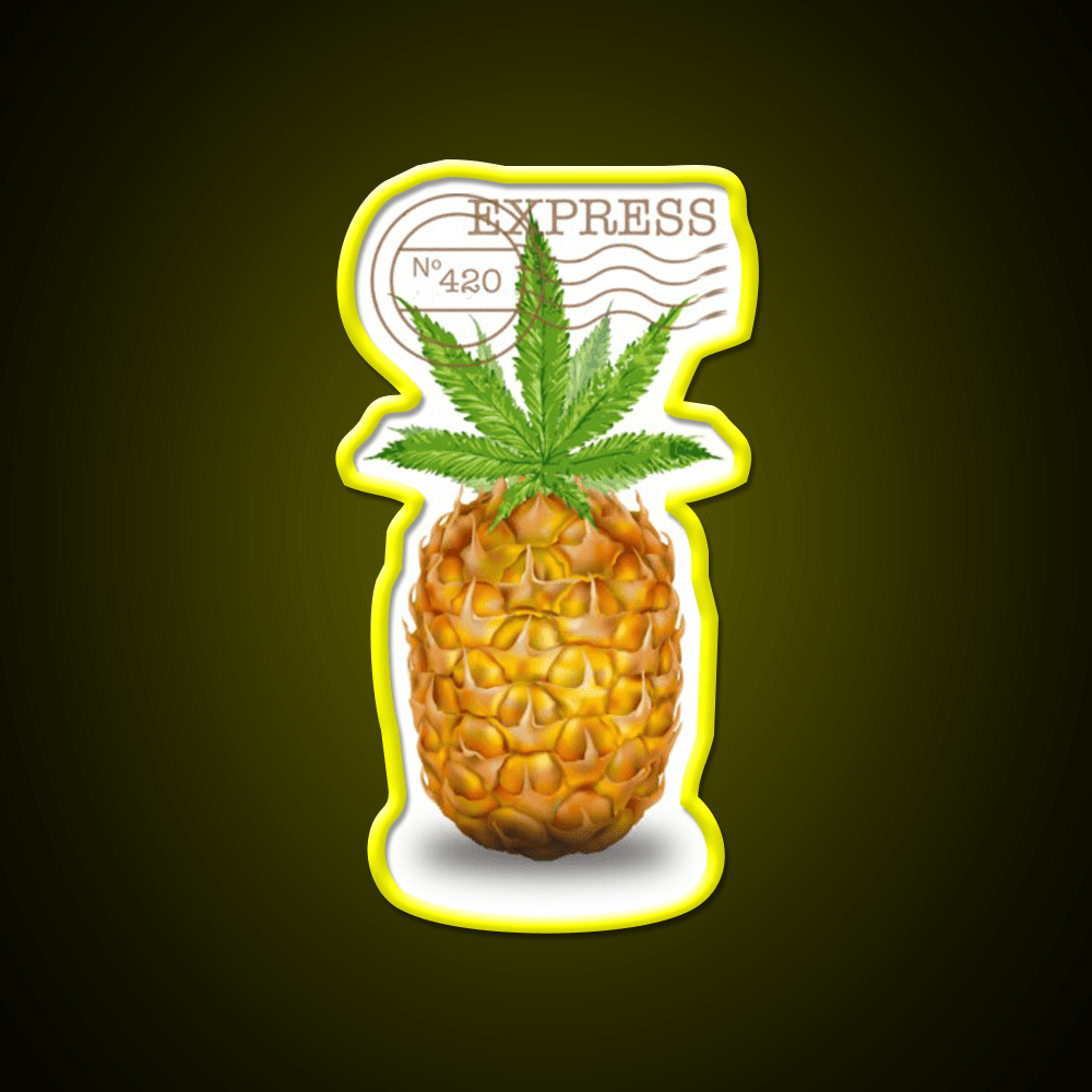 Pineapple Express Og Strain Art Hemp Inspired Green Leaf Led Neon Sign Rgb Color - Shineneon