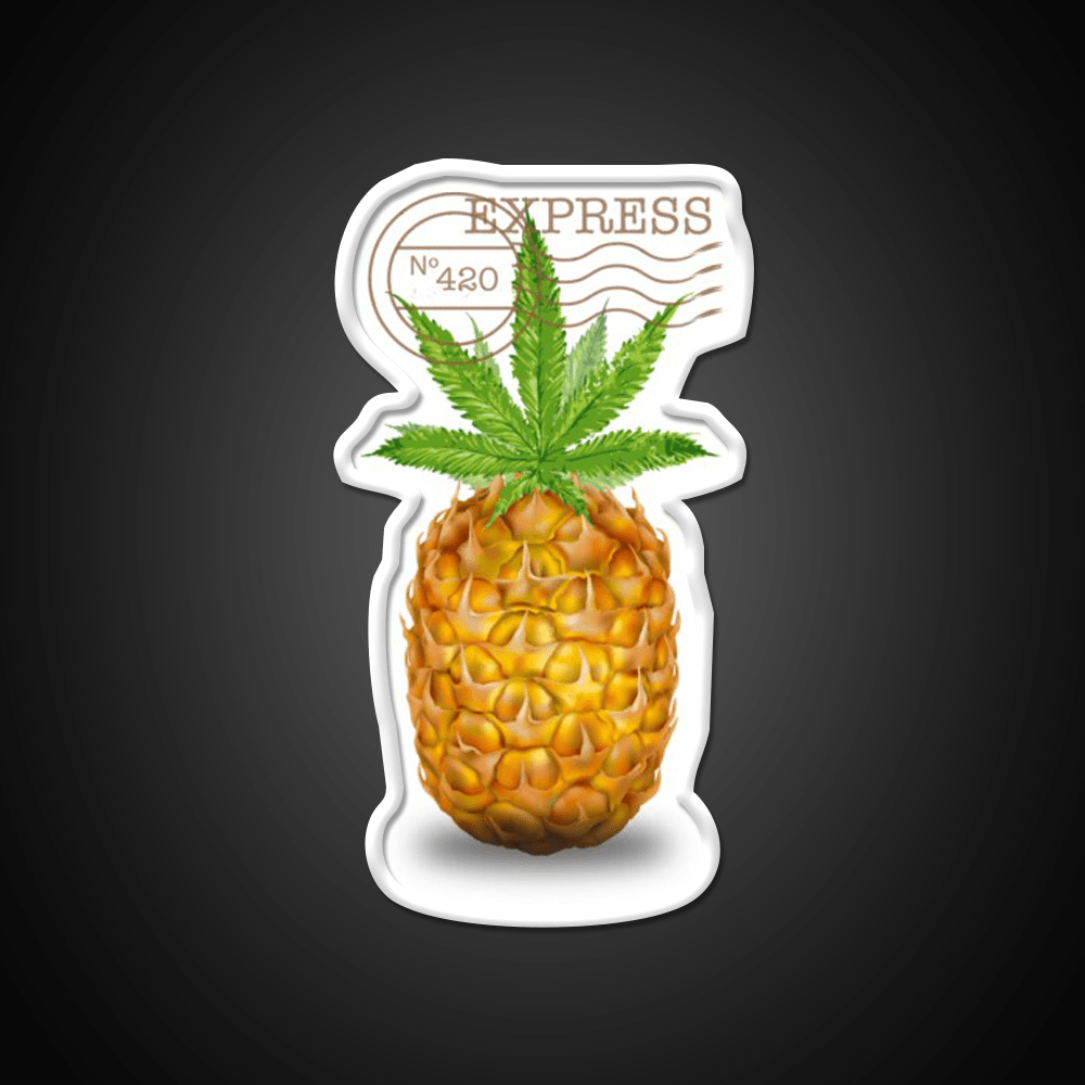 Pineapple Express Og Strain Art Hemp Inspired Green Leaf Led Neon Sign Rgb Color - Shineneon