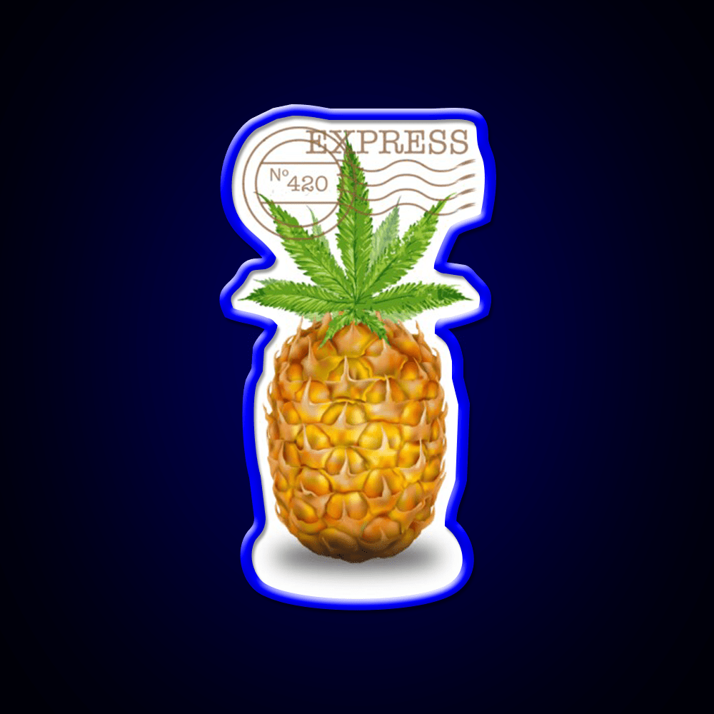 Pineapple Express Og Strain Art Hemp Inspired Green Leaf Led Neon Sign Rgb Color - Shineneon