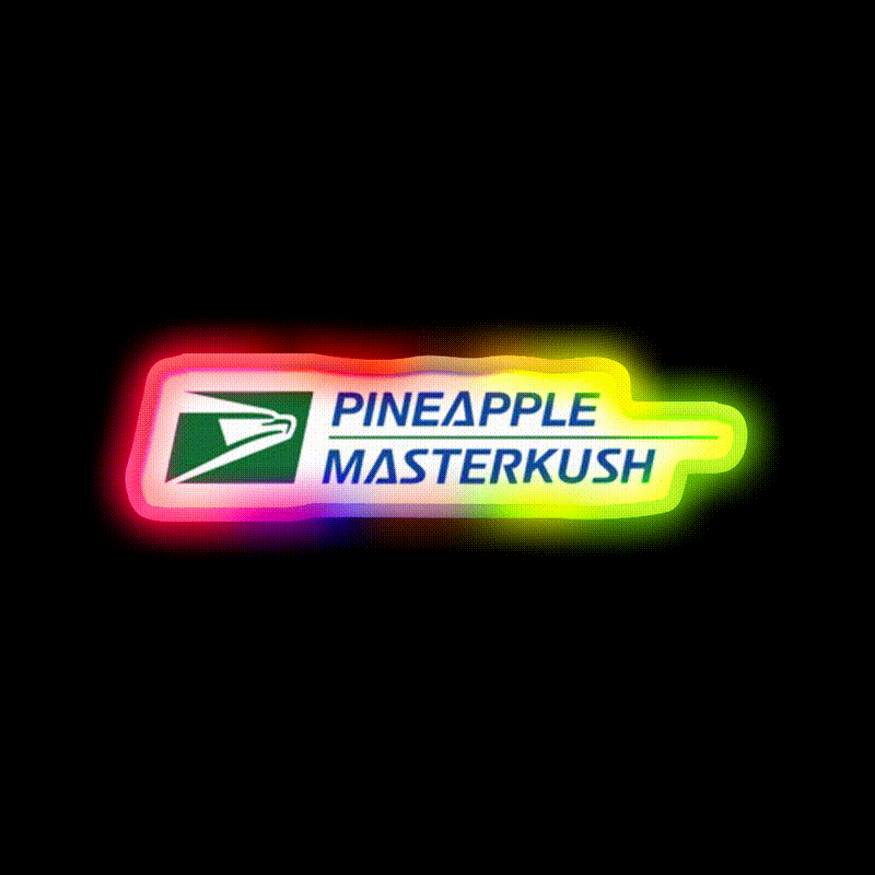 Pineapple Master Kush Hemp Inspired Green Leaf Led Neon Sign Rgb Color - LED neon sign close-up detail