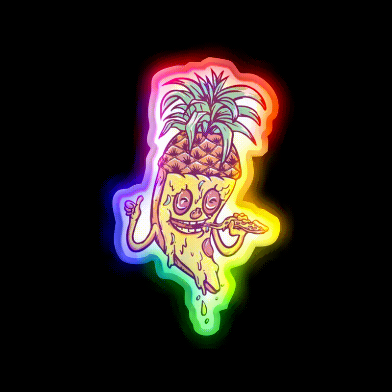Pineapple Pizza Love Fast Food Led Neon Sign For Burger Place Rgb Color - LED neon sign close-up detail