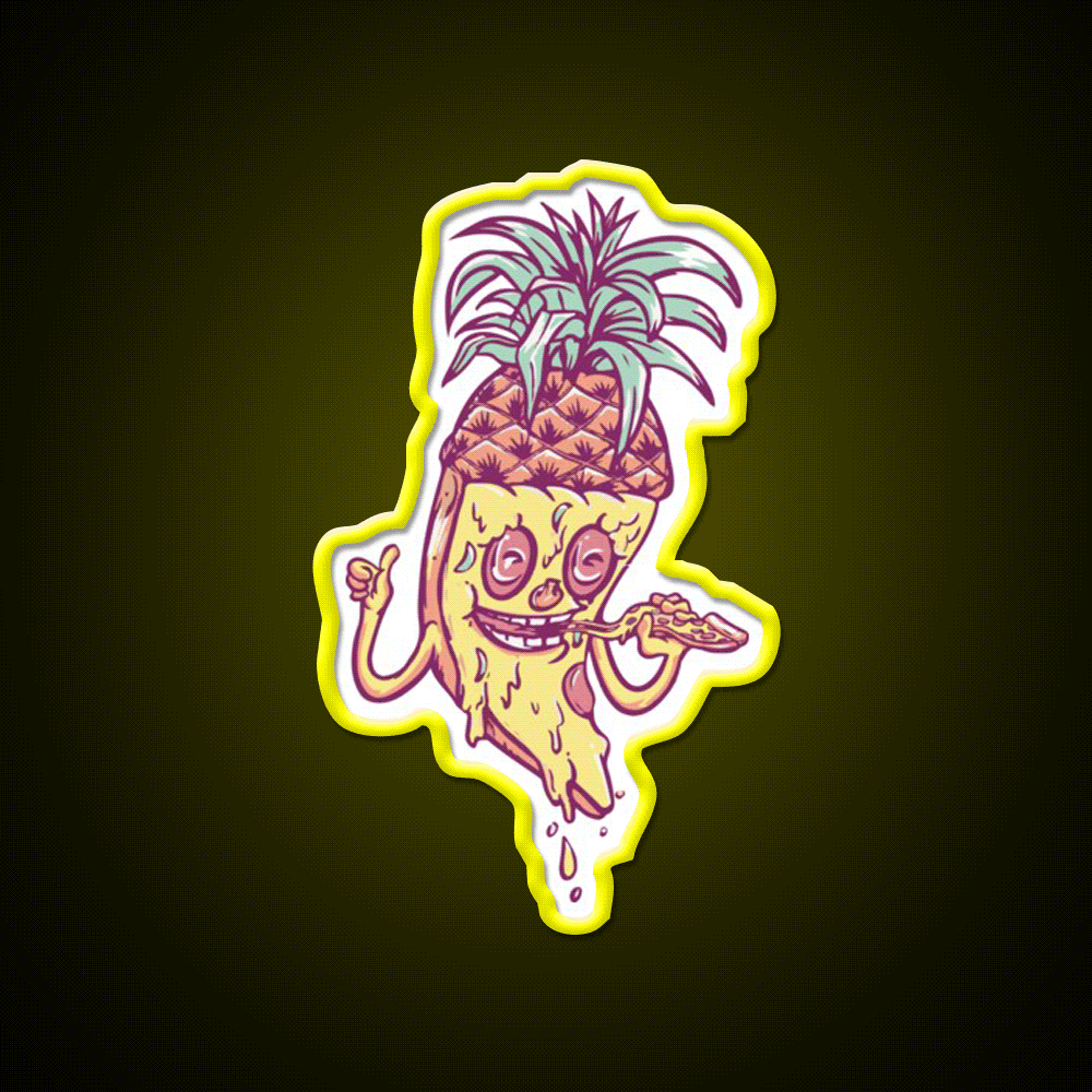 Pineapple Pizza Love Fast Food Led Neon Sign For Burger Place Rgb Color - Custom LED neon sign front view