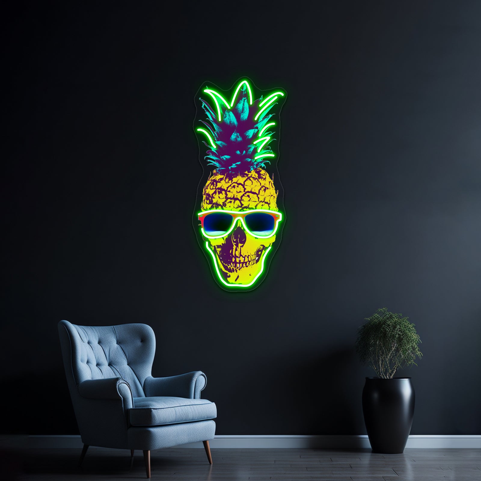 Pineapple Skull Artwork Led Neon Signs Custom | Shineneon