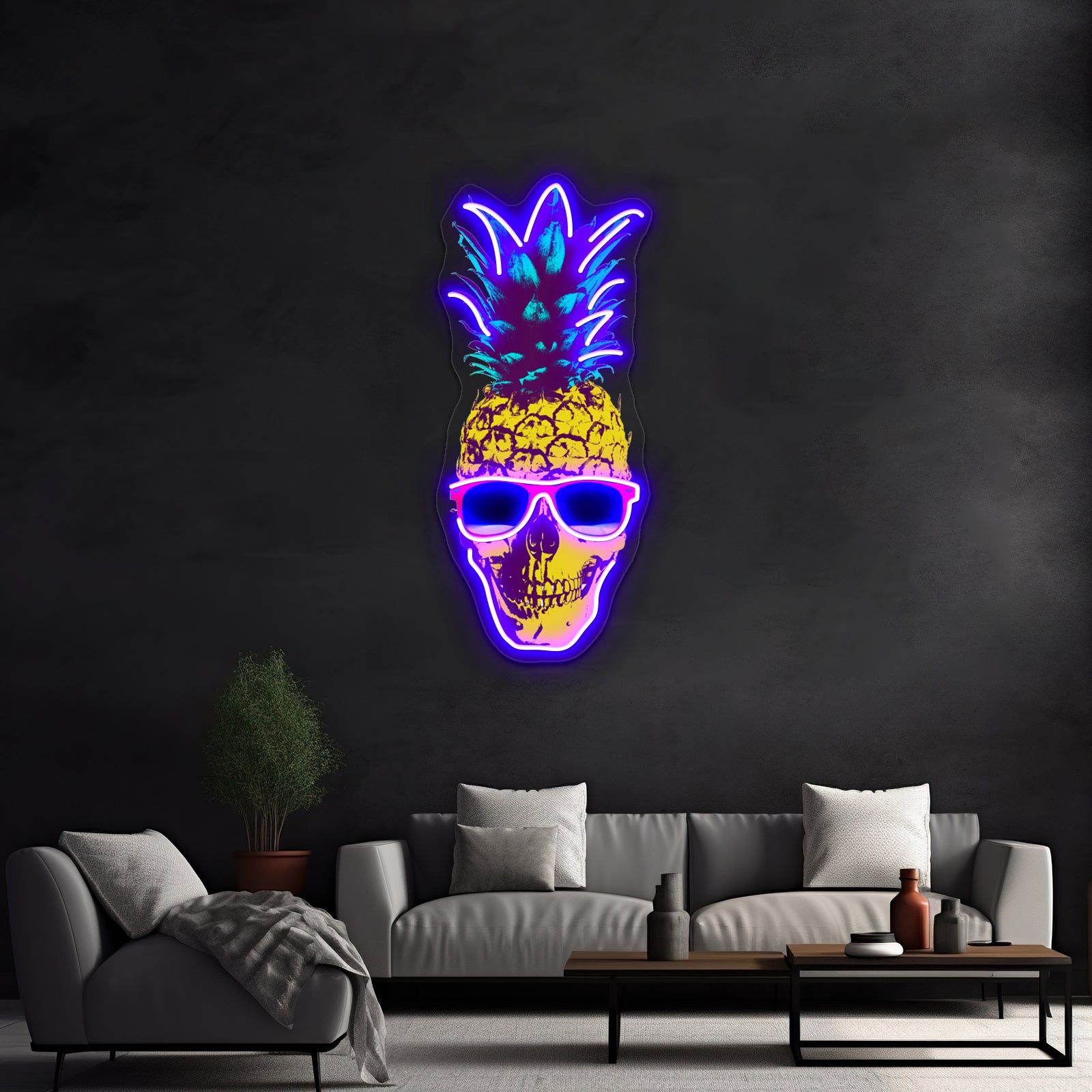Pineapple Skull Artwork Led Neon Signs Custom | Shineneon