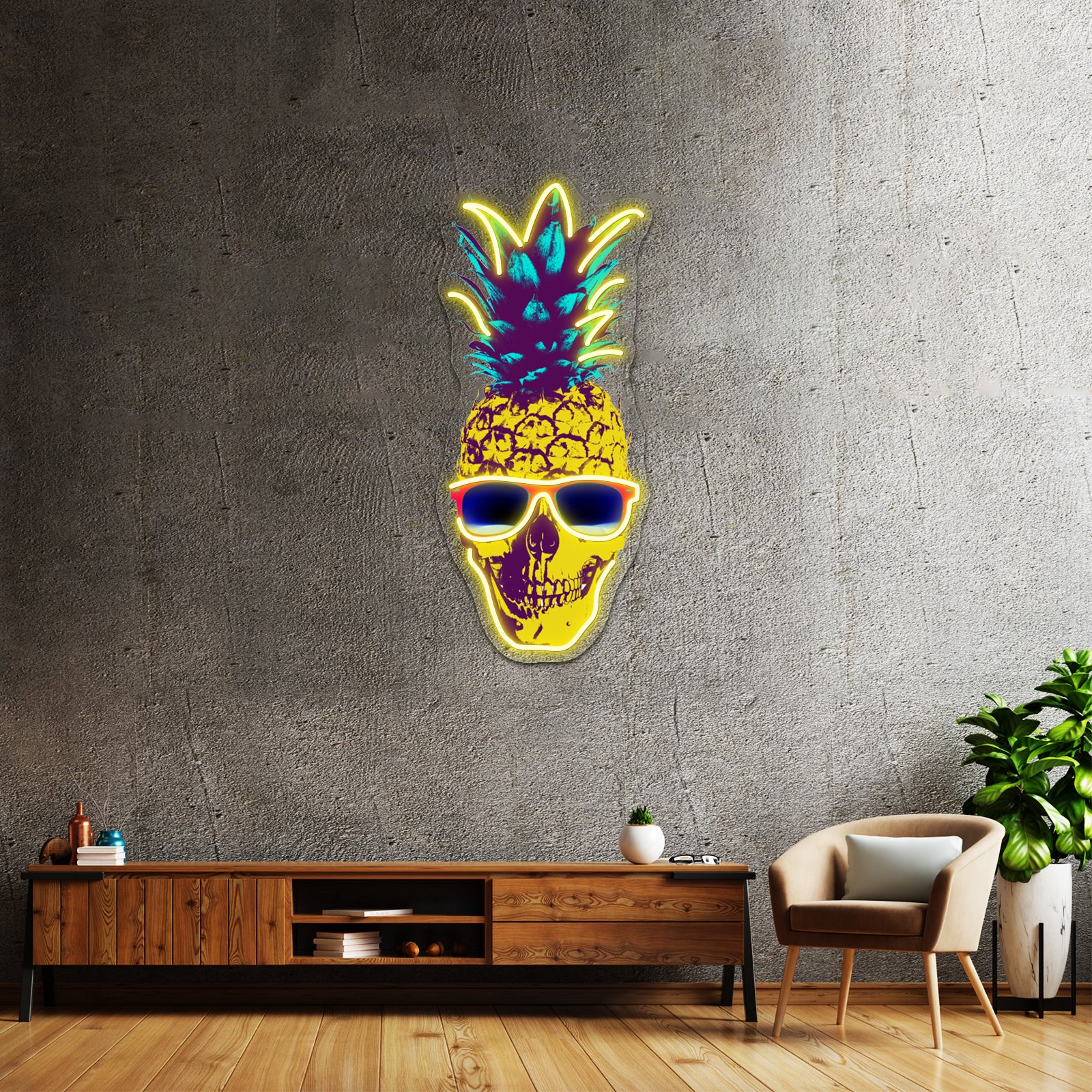Pineapple Skull Artwork Led Neon Signs Custom | Shineneon