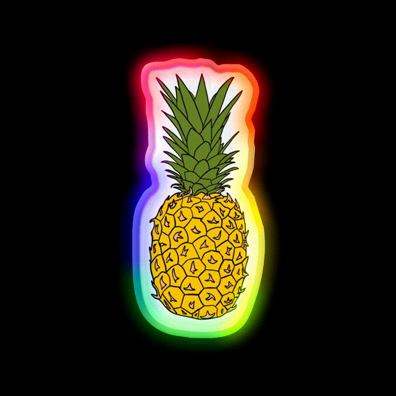 Pineapple Snack Food Led Neon Sign Rgb Color - LED neon sign close-up detail