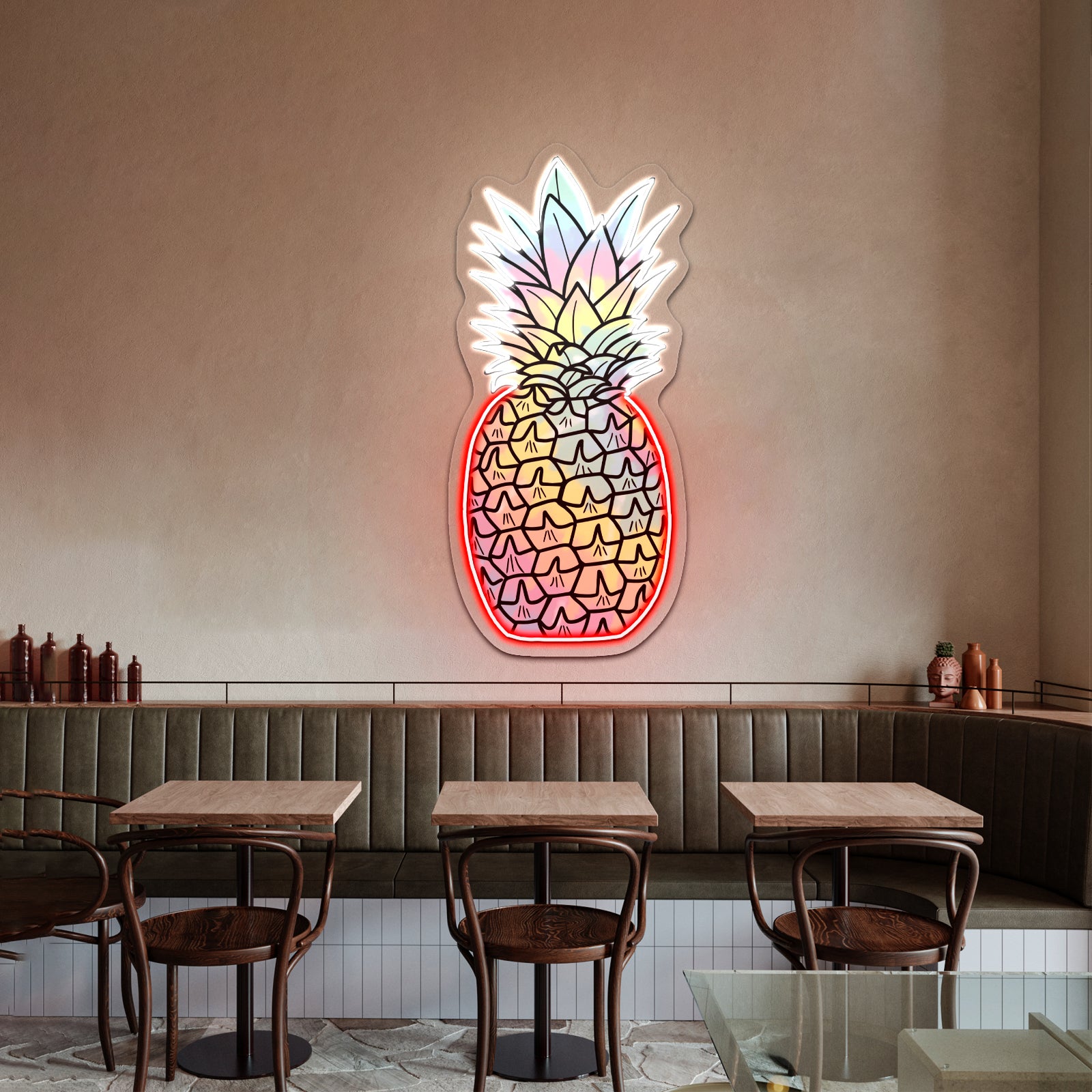 Pineapple Tie Dye Aesthetic Artwork Neon Sign Artwork For Sale