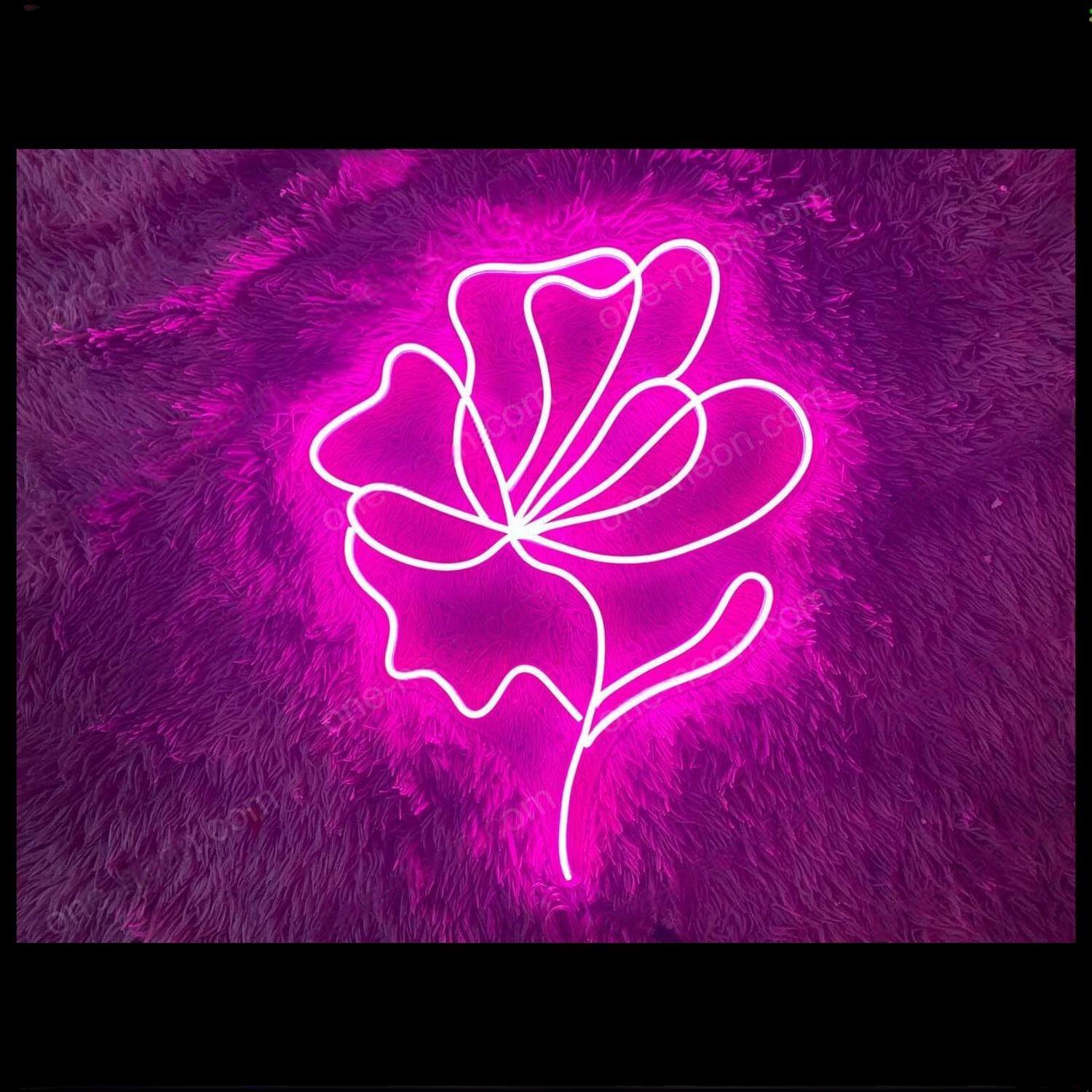 Pink Abstract Flower Line Art Led Neon Sign For Home And Café | Shineneon