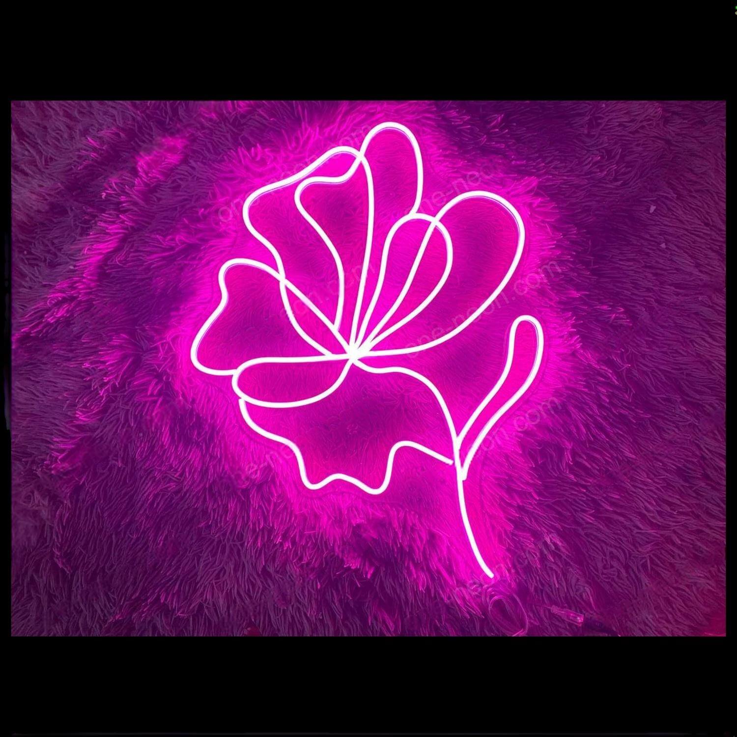 Pink Abstract Flower Line Art Led Neon Sign For Home And Café - Shineneon
