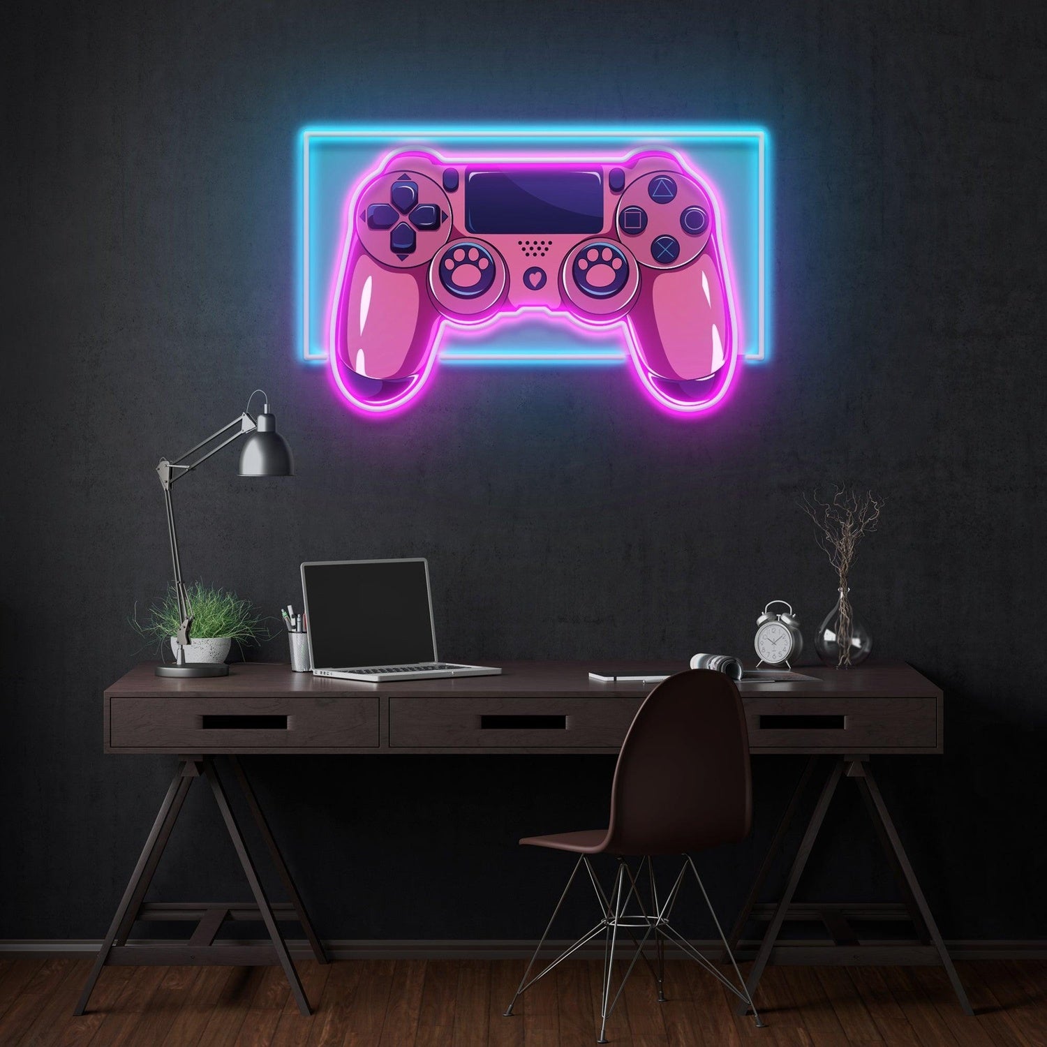 Pink And Blue Gaming Controller Uv Printed Led Neon Sign For Game Room Decor | Shineneon