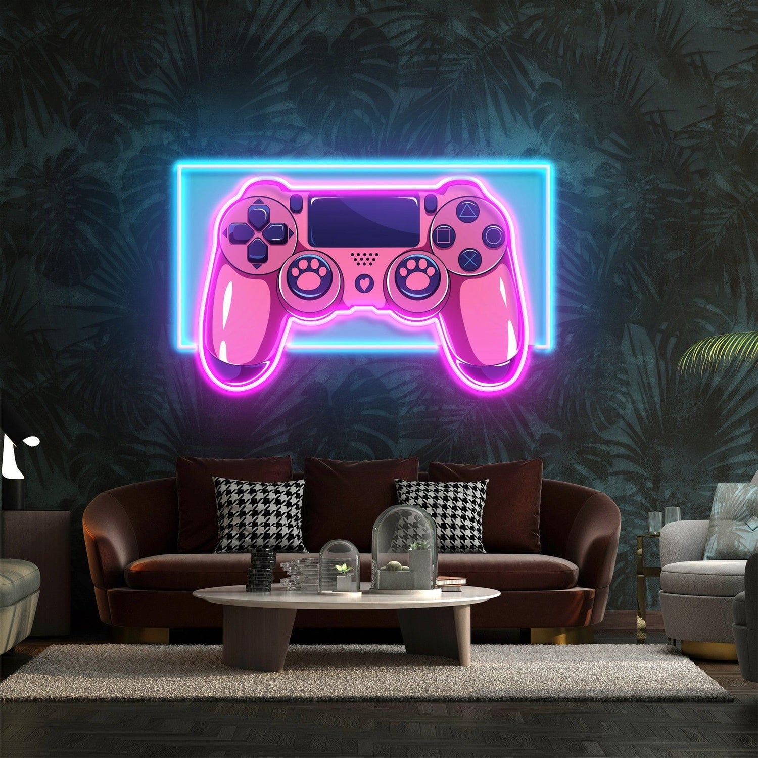 Pink And Blue Gaming Controller Uv Printed Led Neon Sign For Game Room Decor | Shineneon