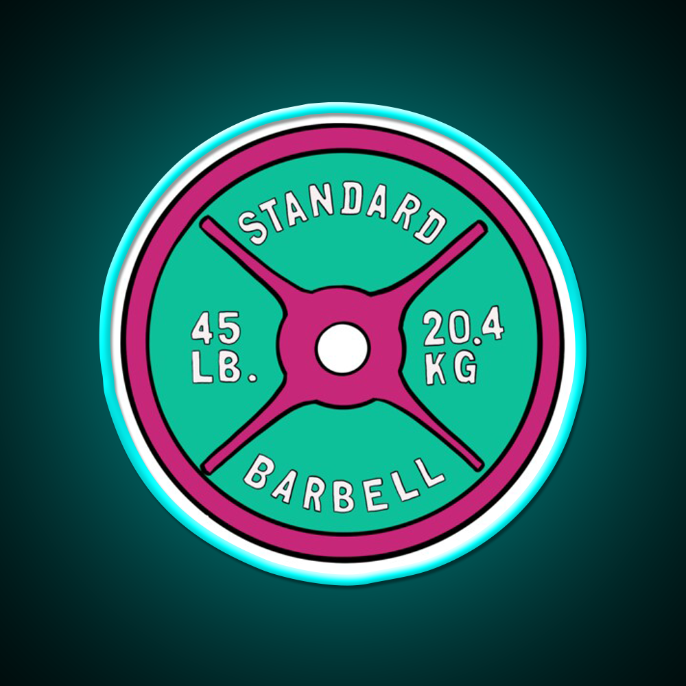 Pink And Green 45 Lbs Plate Gym Fitness Led Neon Sign Rgb Color