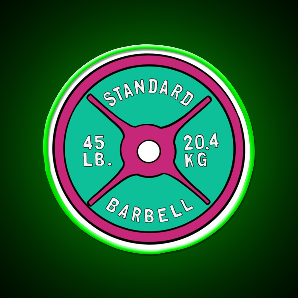 Pink And Green 45 Lbs Plate Gym Fitness Led Neon Sign Rgb Color