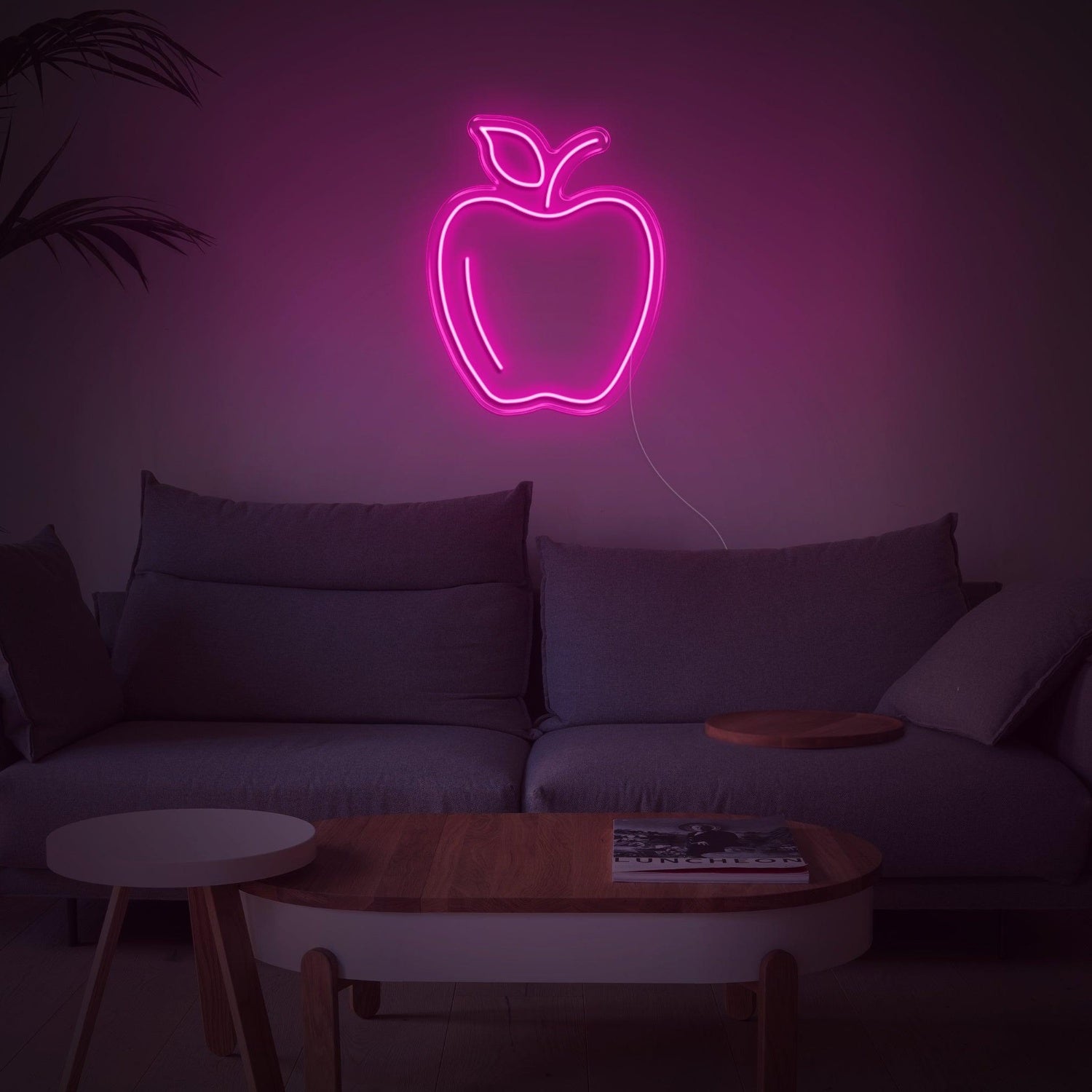 Pink Apple Outline Led Neon Sign For Living Room And Cafe Decor | Shineneon