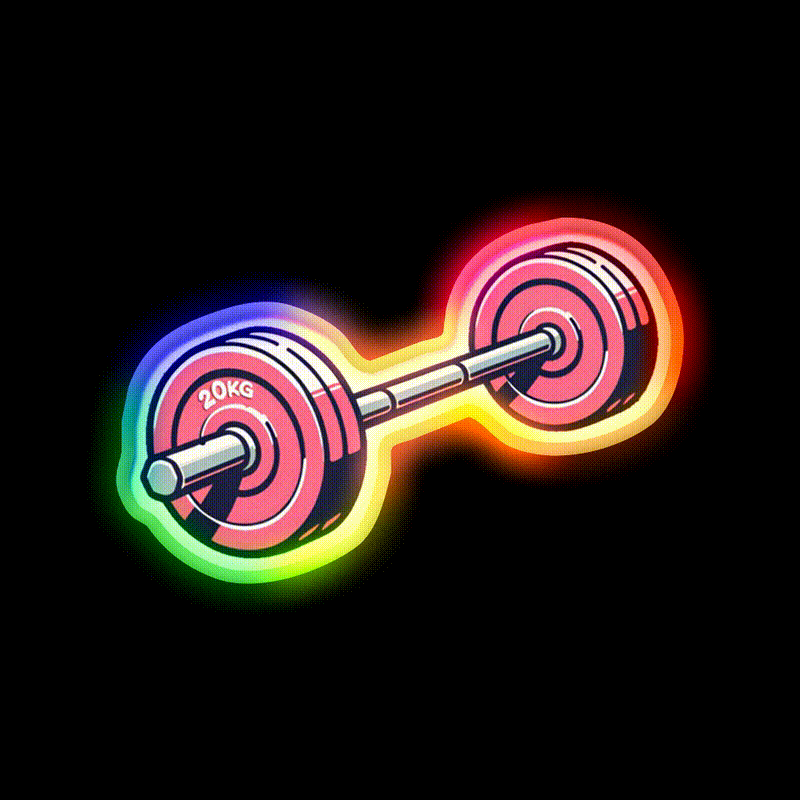 Pink Barbell Bodybuilding Gym Fitness Led Neon Sign Rgb Color