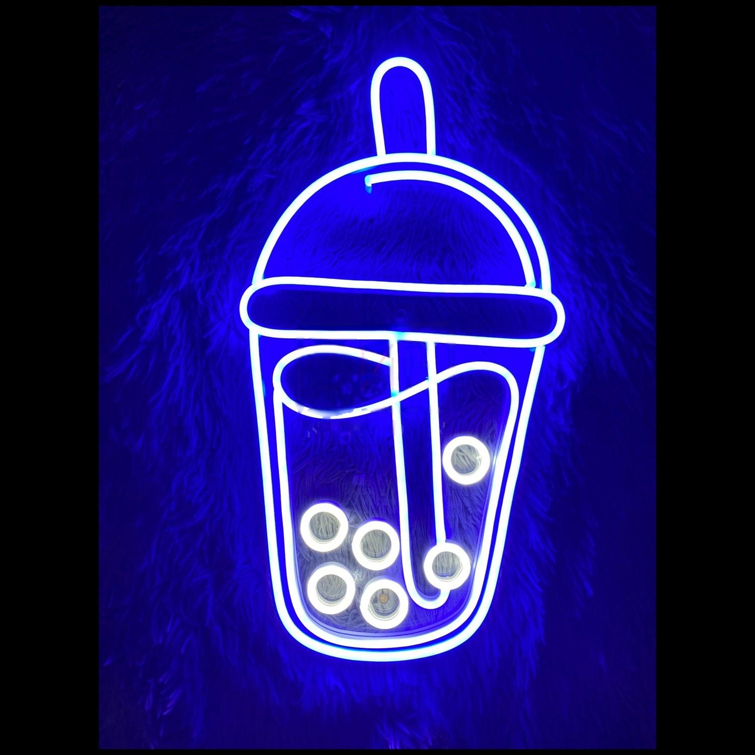 Pink Blue Boba Tea Led Neon Sign For Cafe Home Decor | Shineneon