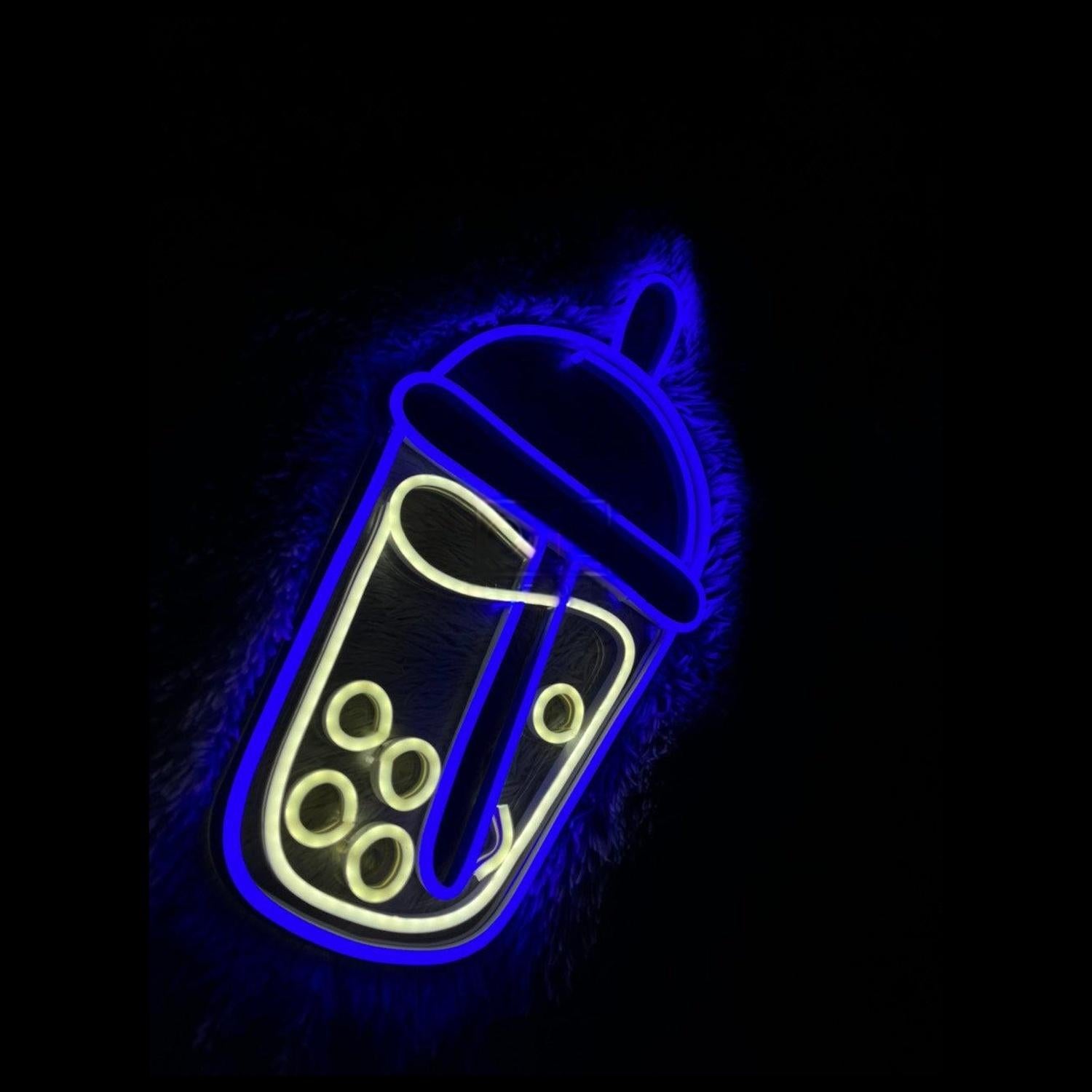 Pink Blue Boba Tea Led Neon Sign For Cafe Home Decor | Shineneon