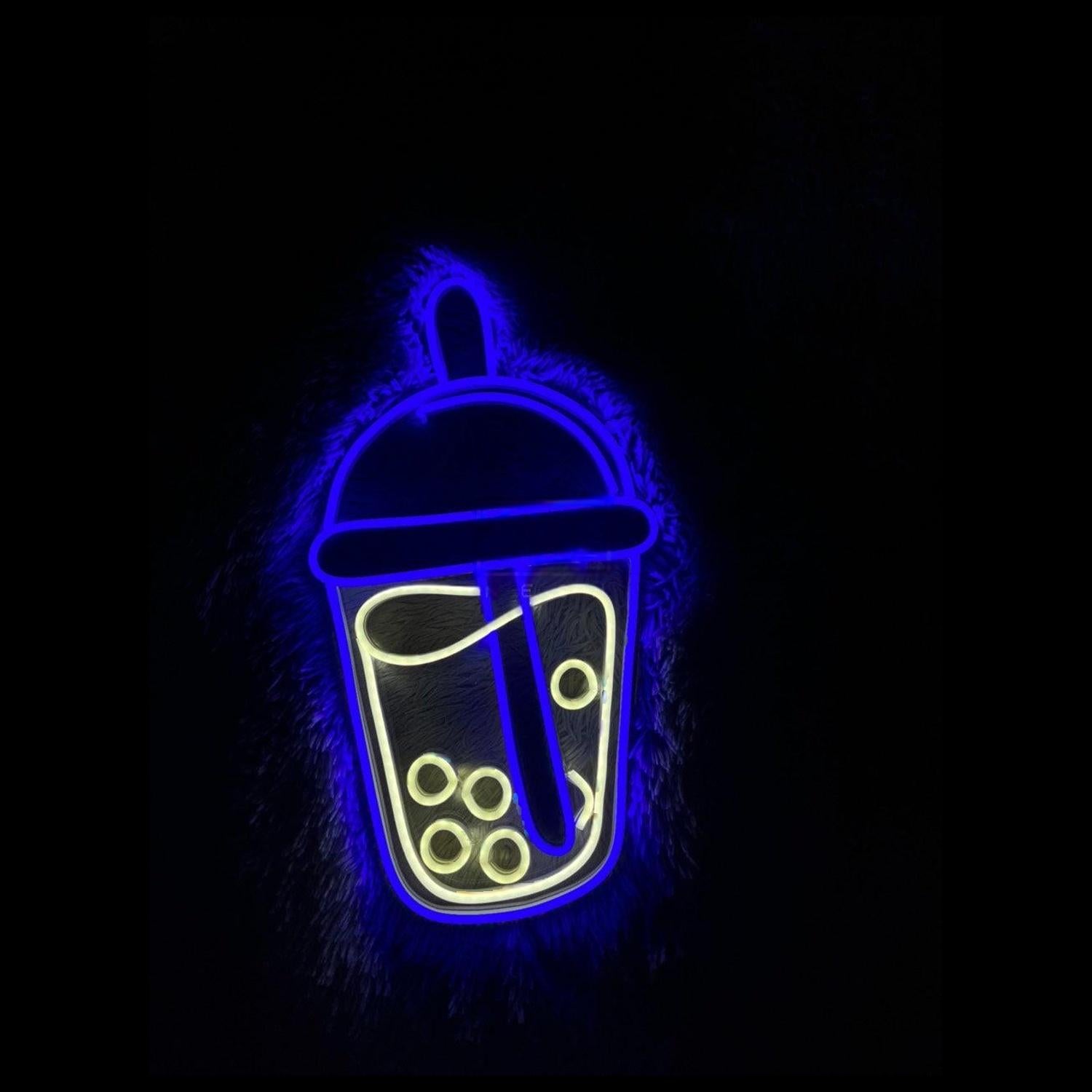 Pink Blue Boba Tea Led Neon Sign For Cafe Home Decor | Shineneon