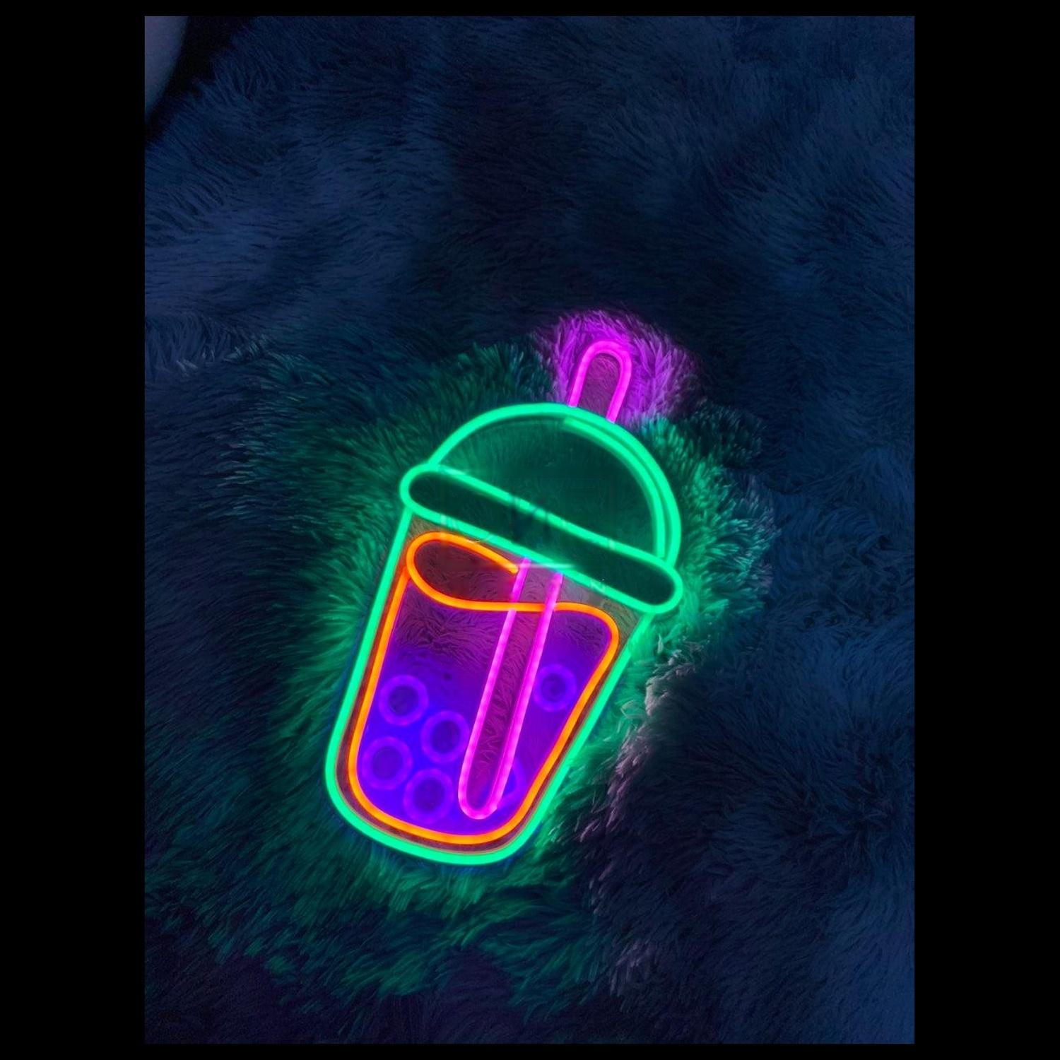 Pink Blue Boba Tea Led Neon Sign For Cafe Home Decor | Shineneon