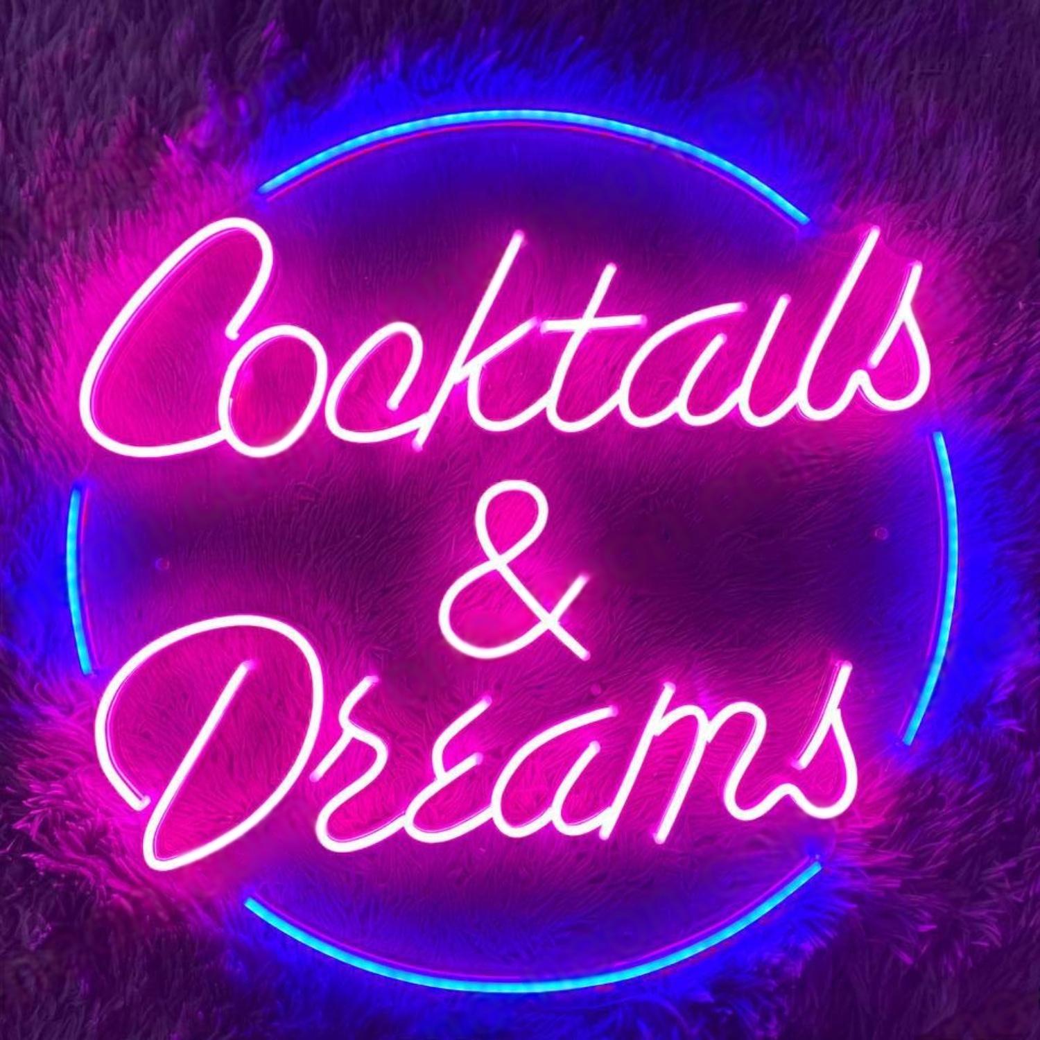Pink Blue Curved Cocktails Dreams Led Neon Sign For Bar Cafe Decor | Shineneon