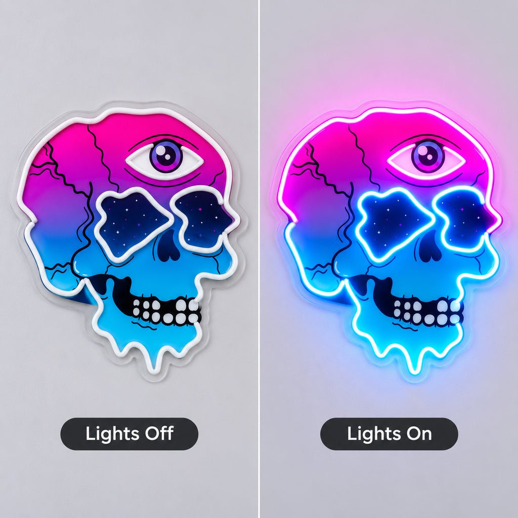 Pink Blue Melting Skull LED Neon Sign - Shineneon