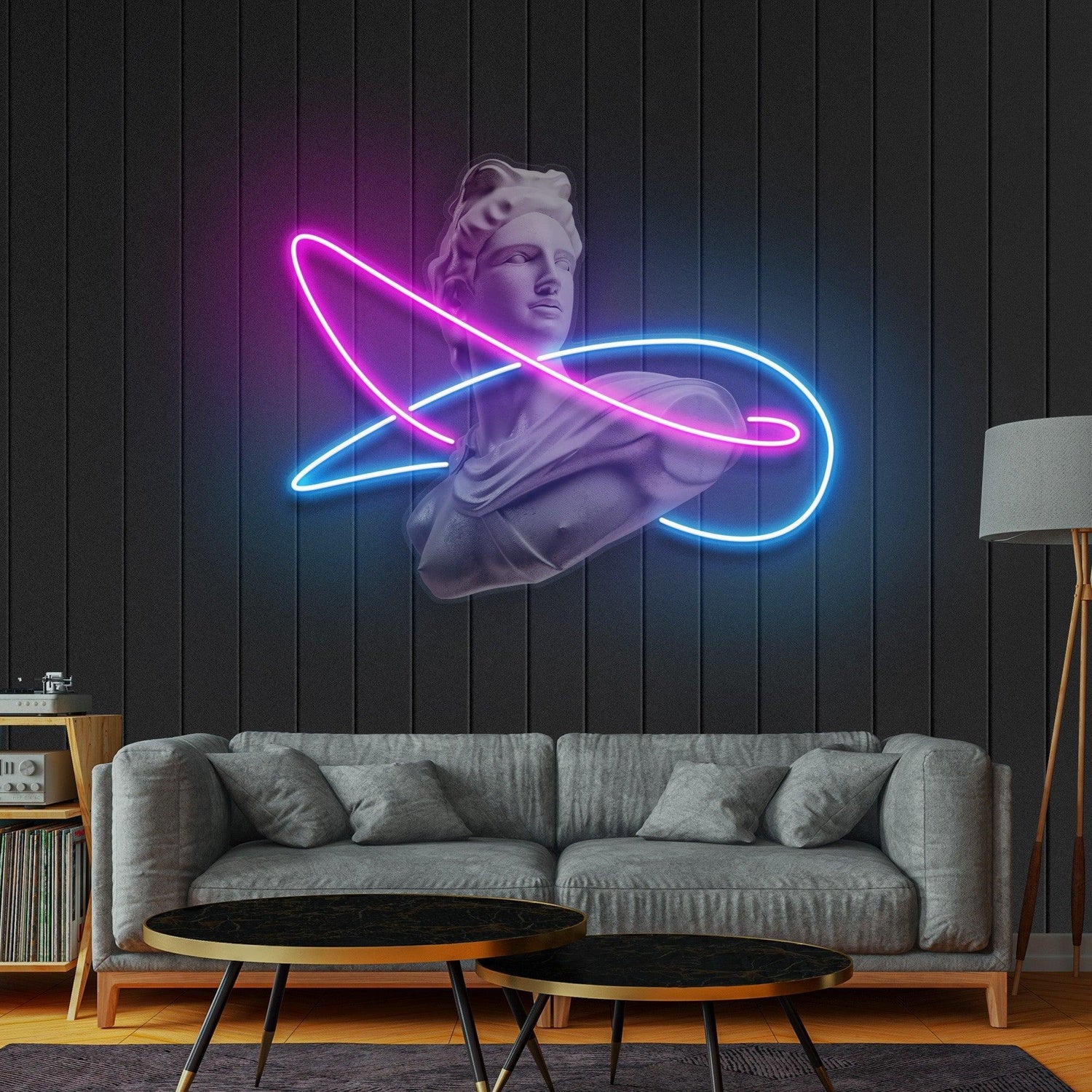 Pink Blue Modern Classical Sculpture Uv Printed Led Neon Sign Artwork Wall Art | Shineneon