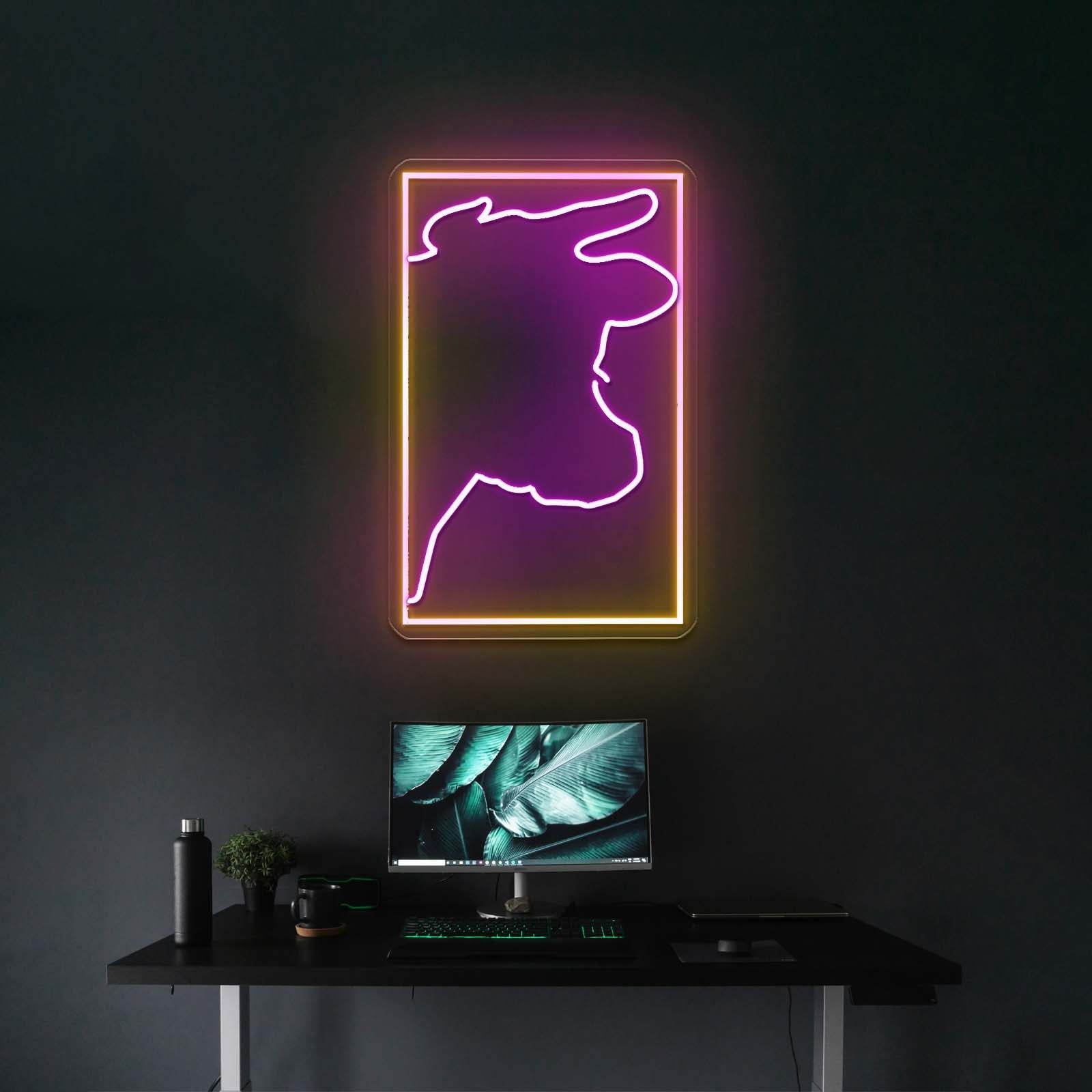 Pink Cow Looking There Artistic Neon Signs Wall Art Neon - Shineneon