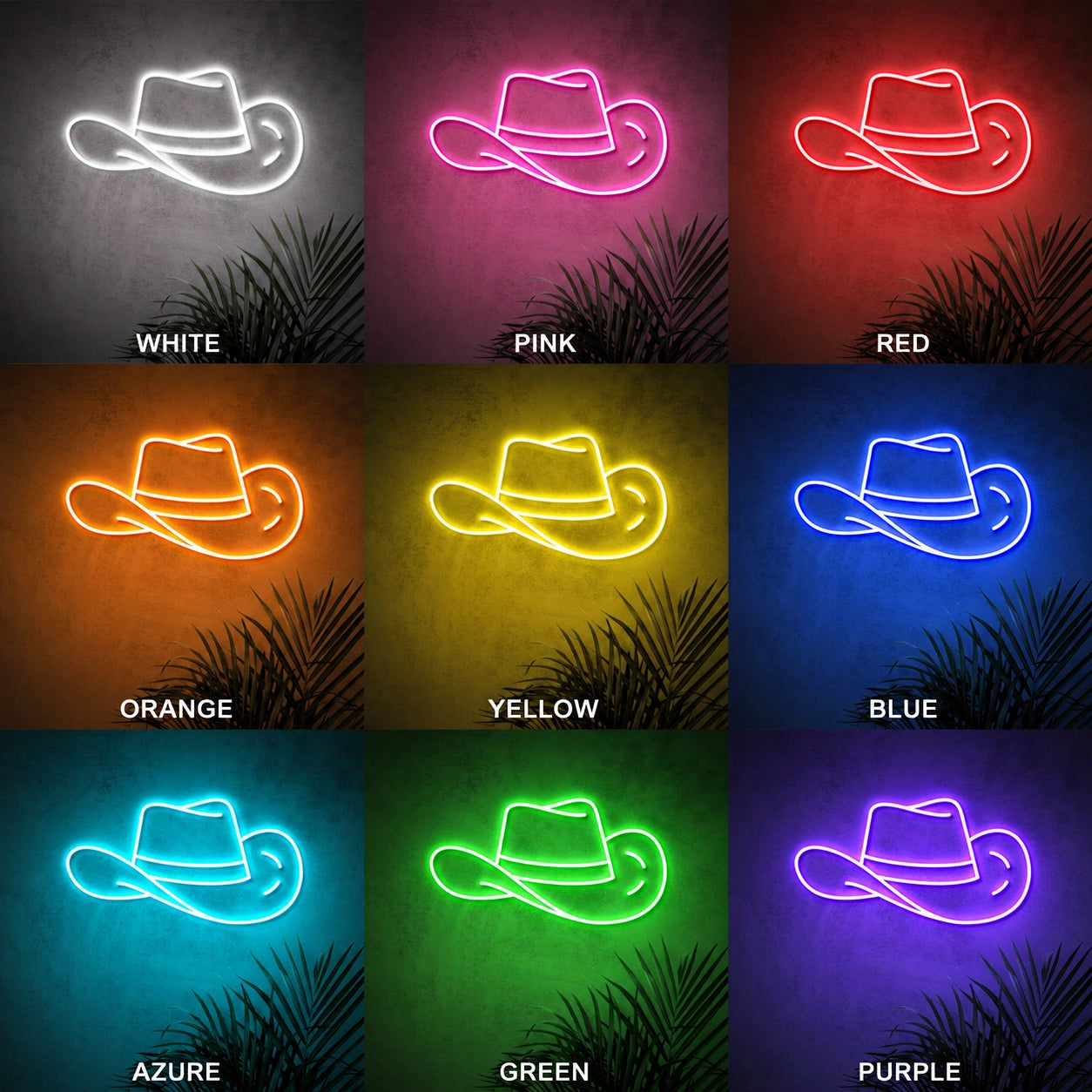 Pink Cowboy Hat Neon Sign LED Neon Sign color grid