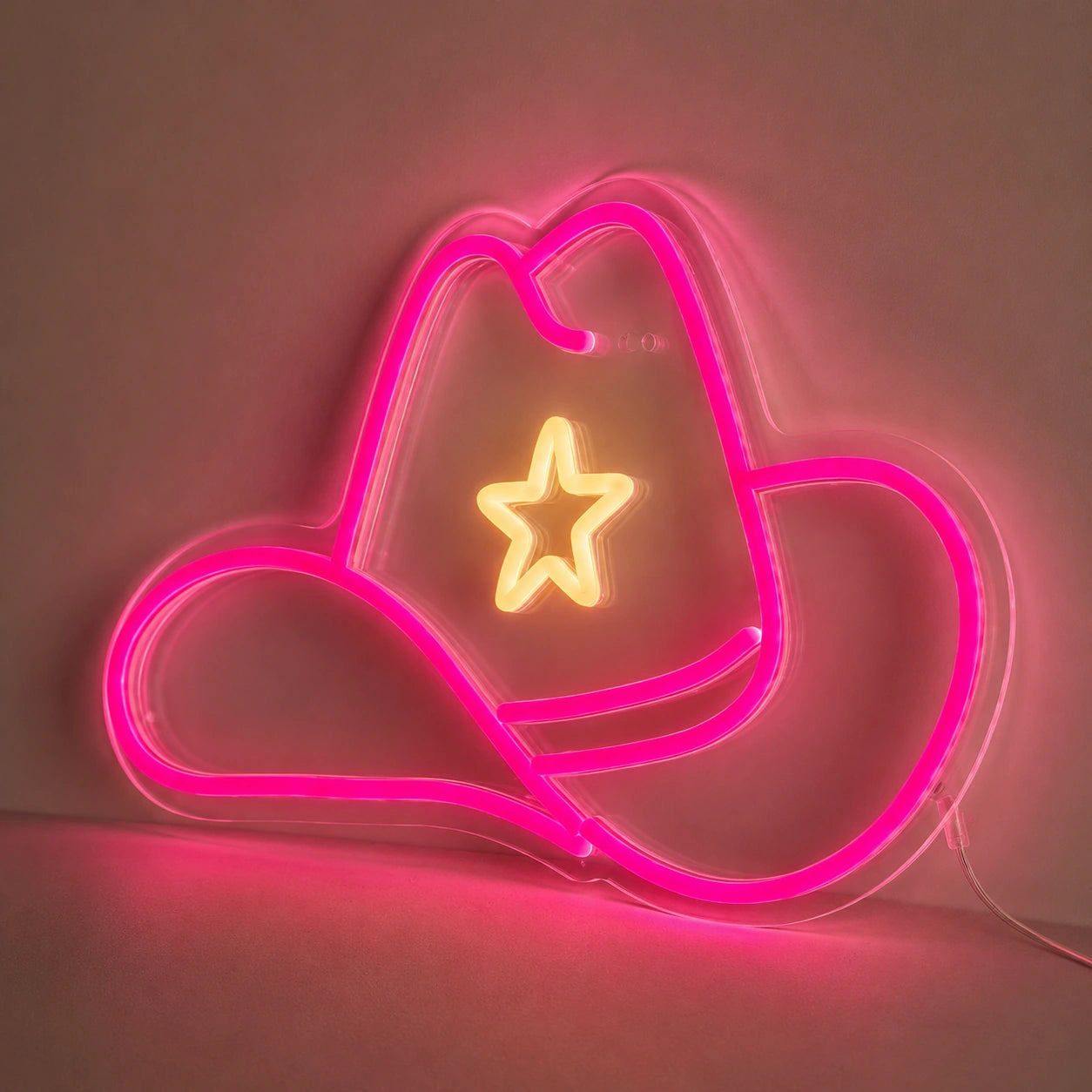 Pink Cowgirl Hat Neon Sign LED Neon Sign main product image