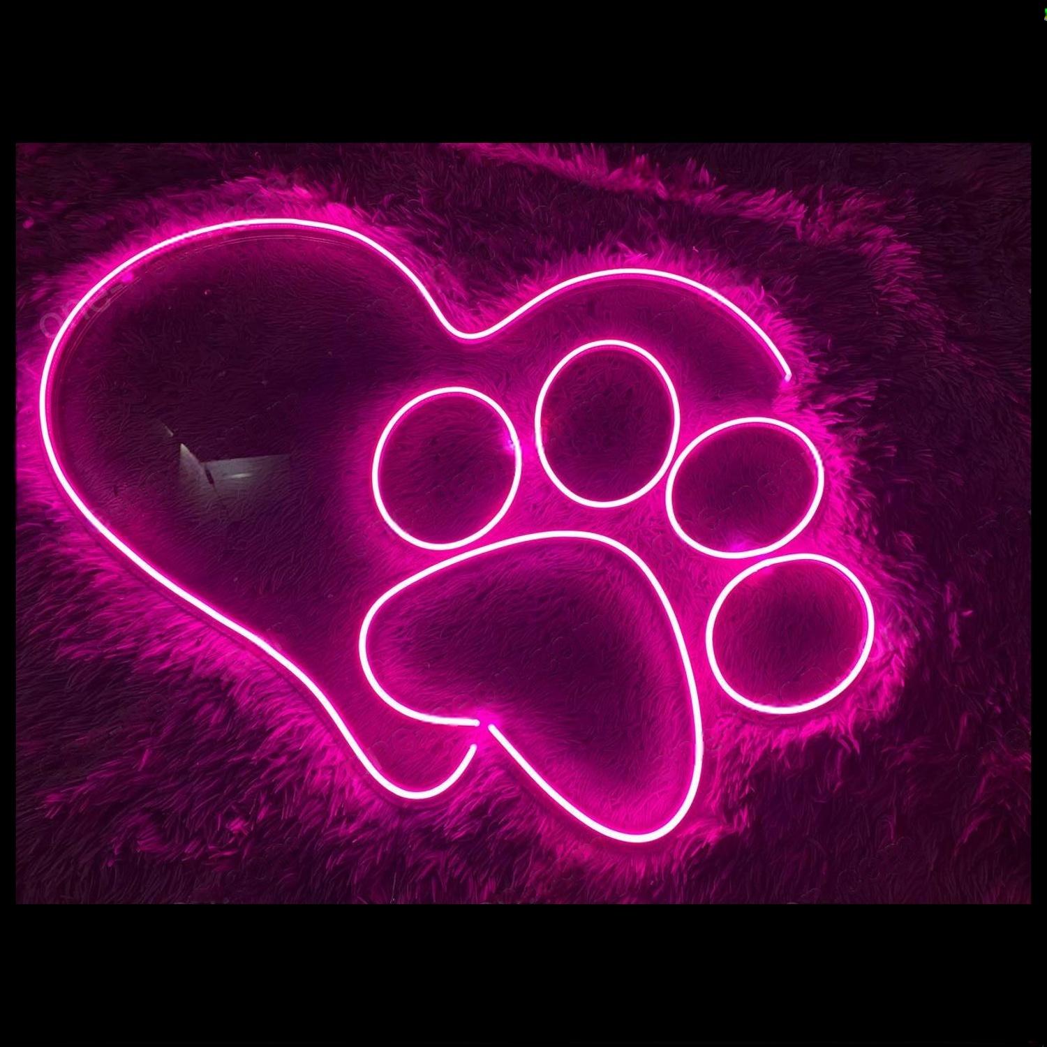 Pink Dog Paw Led Neon Sign Pet Shop Home Decor | Shineneon