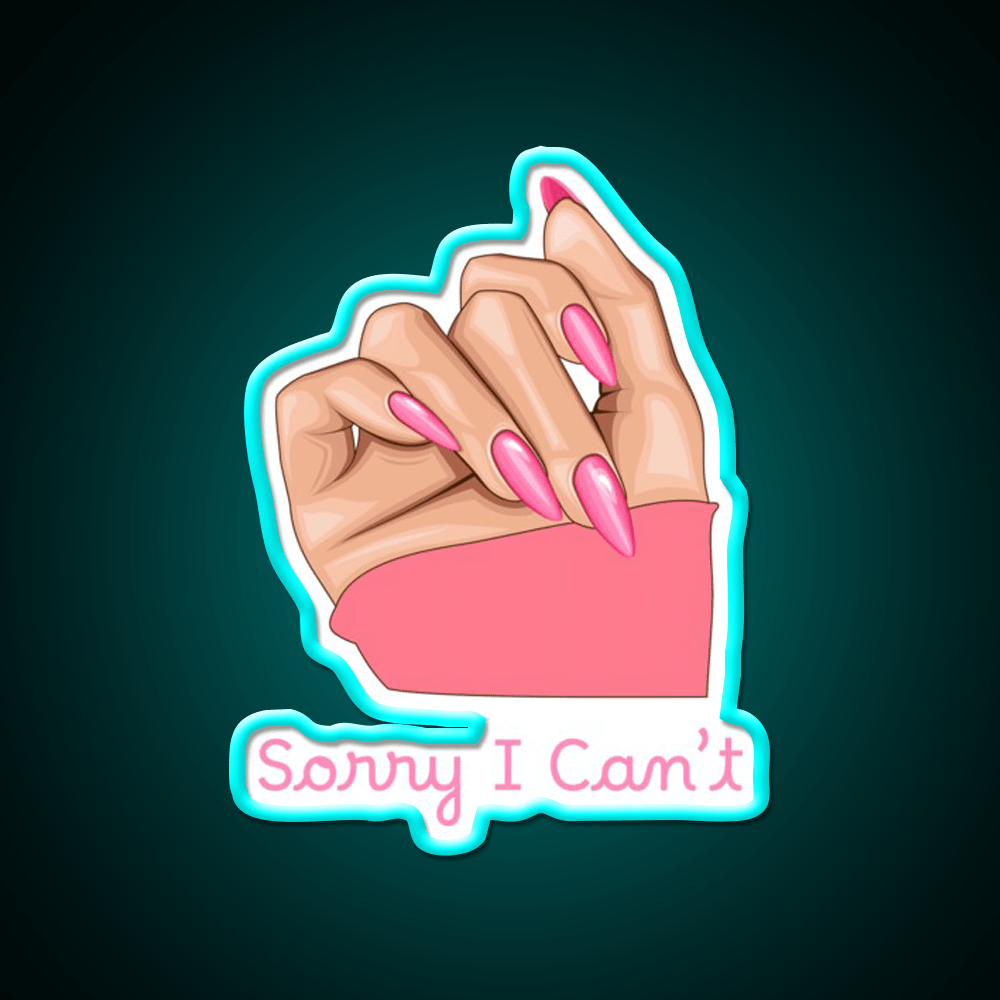 Pink Feminist Hand Sorry I Cant Pop Art Nail Salon Led Neon Sign Rgb Color - Shineneon