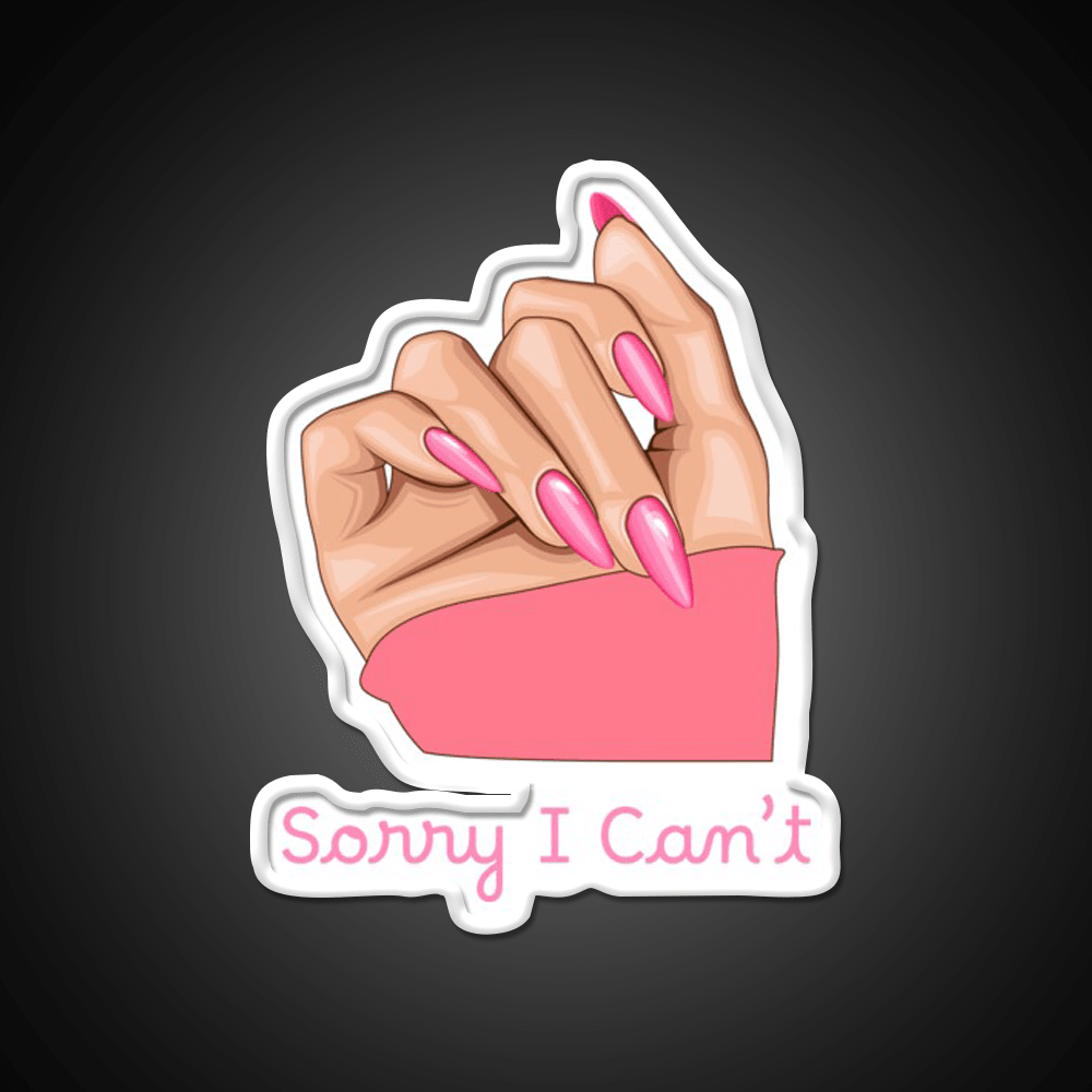 Pink Feminist Hand Sorry I Cant Pop Art Nail Salon Led Neon Sign Rgb Color - Shineneon