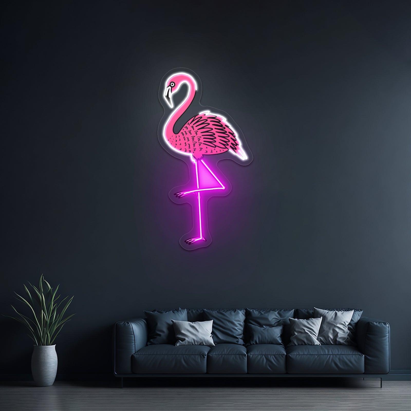 Pink Flamingo Aesthetic Artwork Led Signs