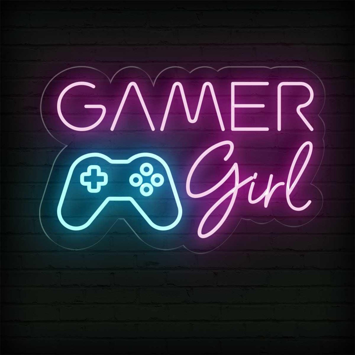 Pink Gamer Girl And Blue Controller Led Neon Sign For Gaming Room Decor | Shineneon